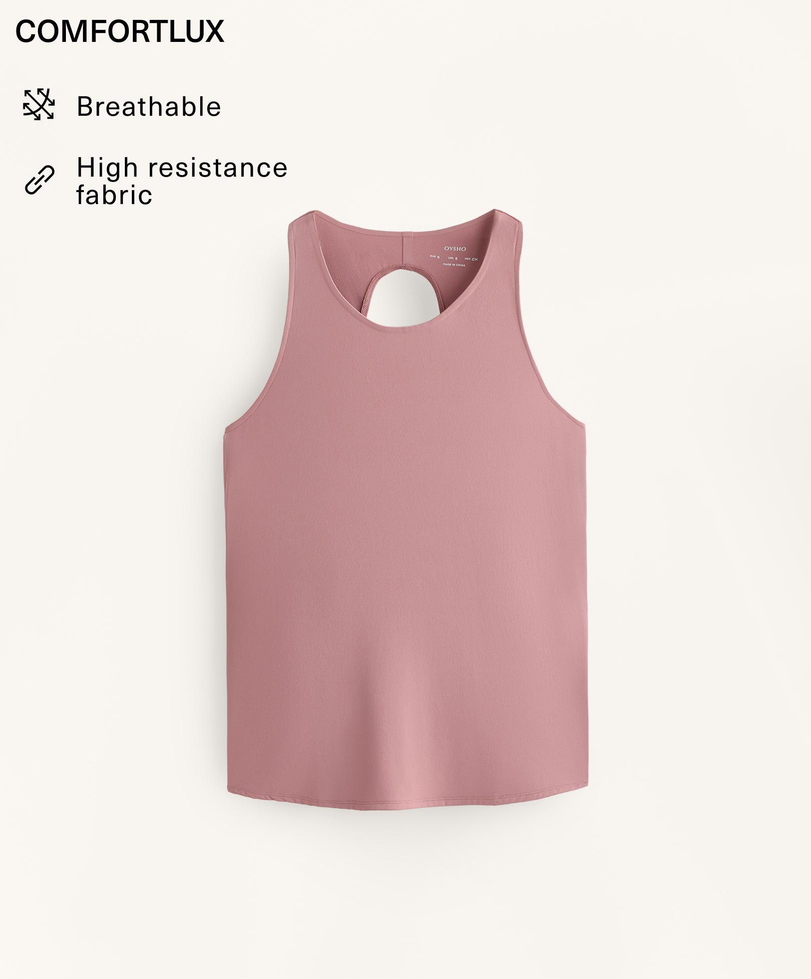 Comfortlux cross-back T-shirt — SOFT PINK