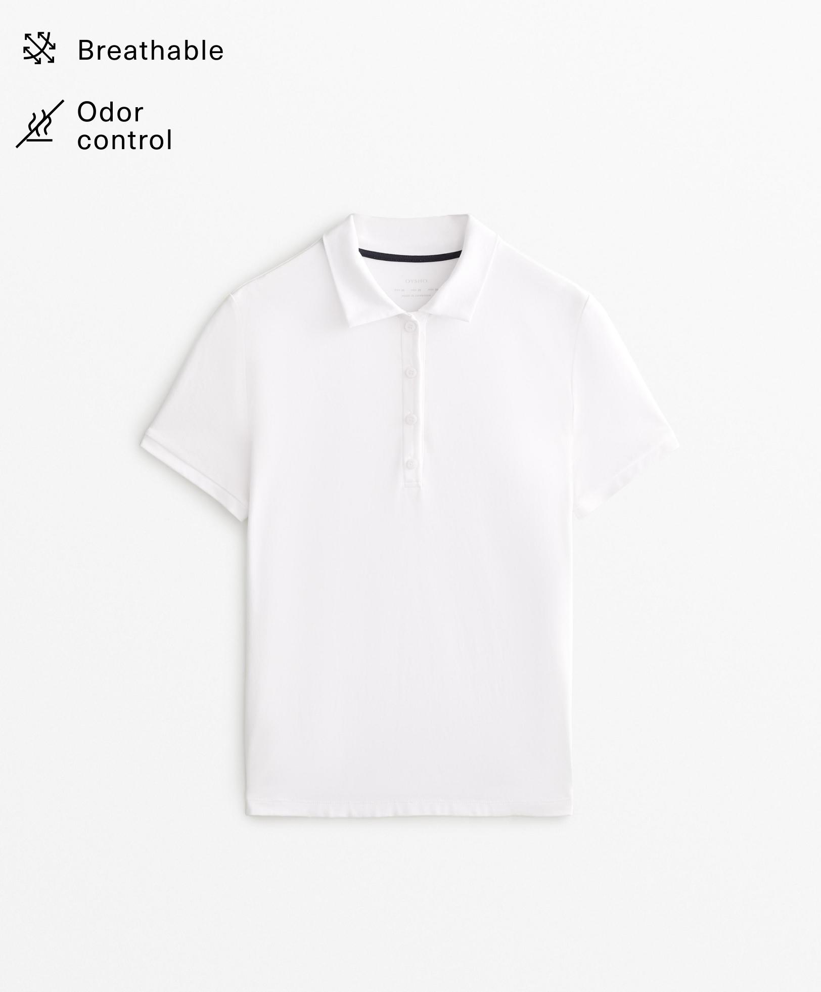 Short-sleeved cotton blend piqué polo shirt