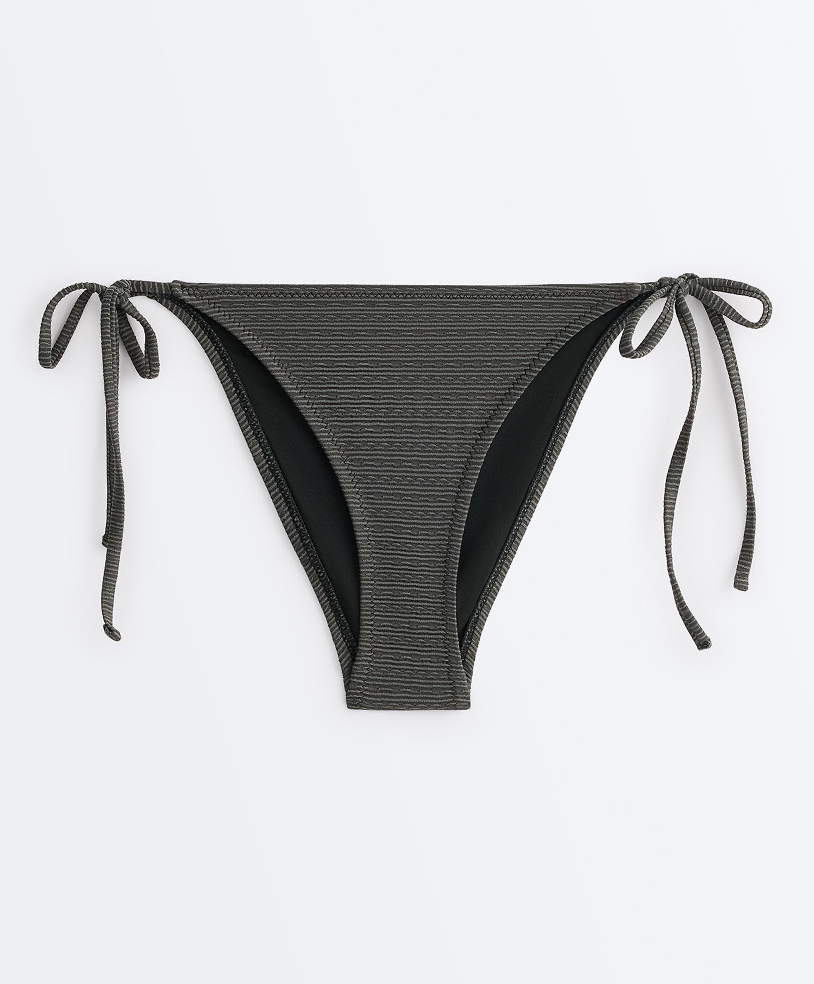 Medium-coverage washed-effect jacquard tie bikini briefs — WASHED ANTHRACITE