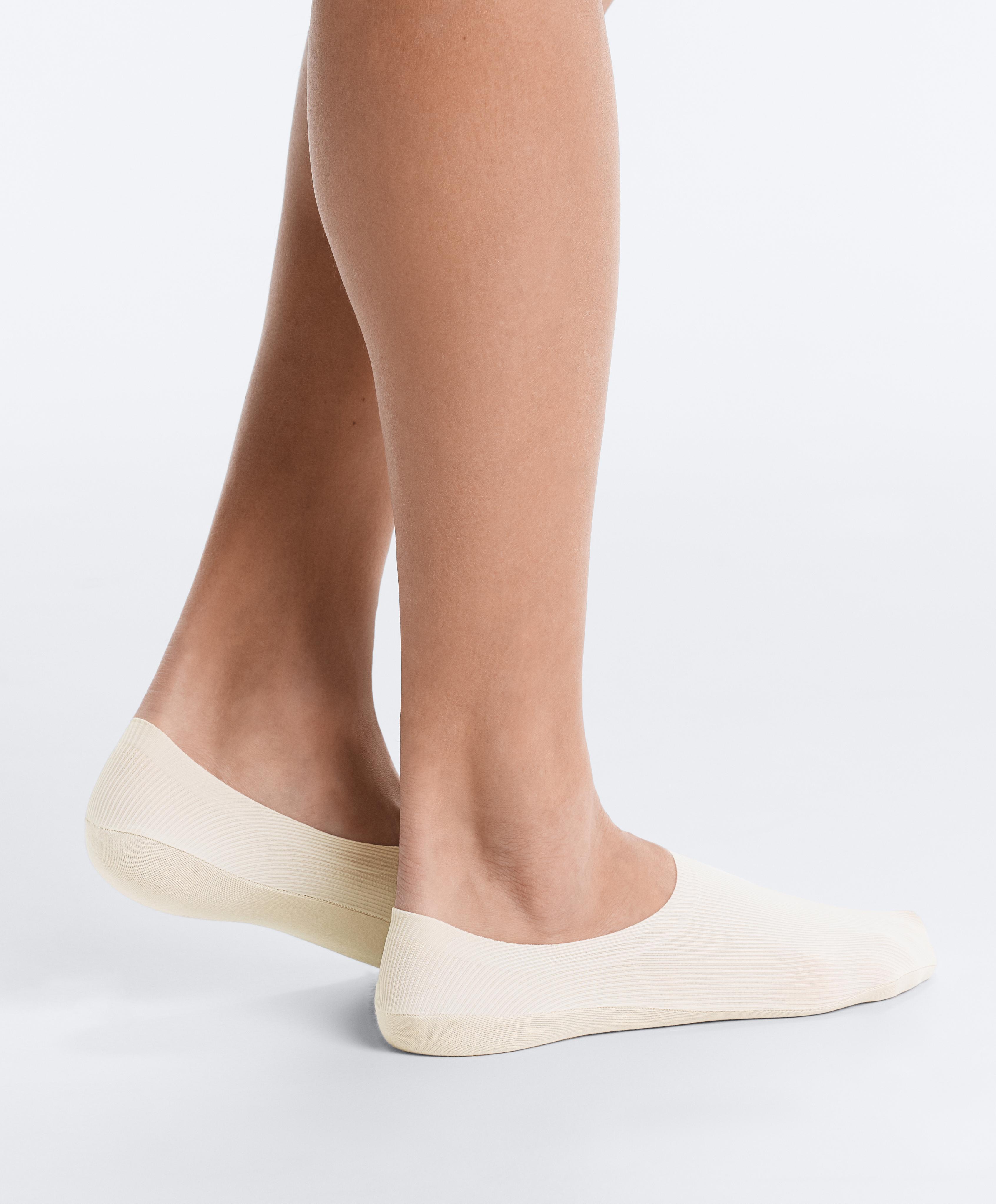 2 pairs of microfibre rib high-cut invisible socks — LIGHT STONE