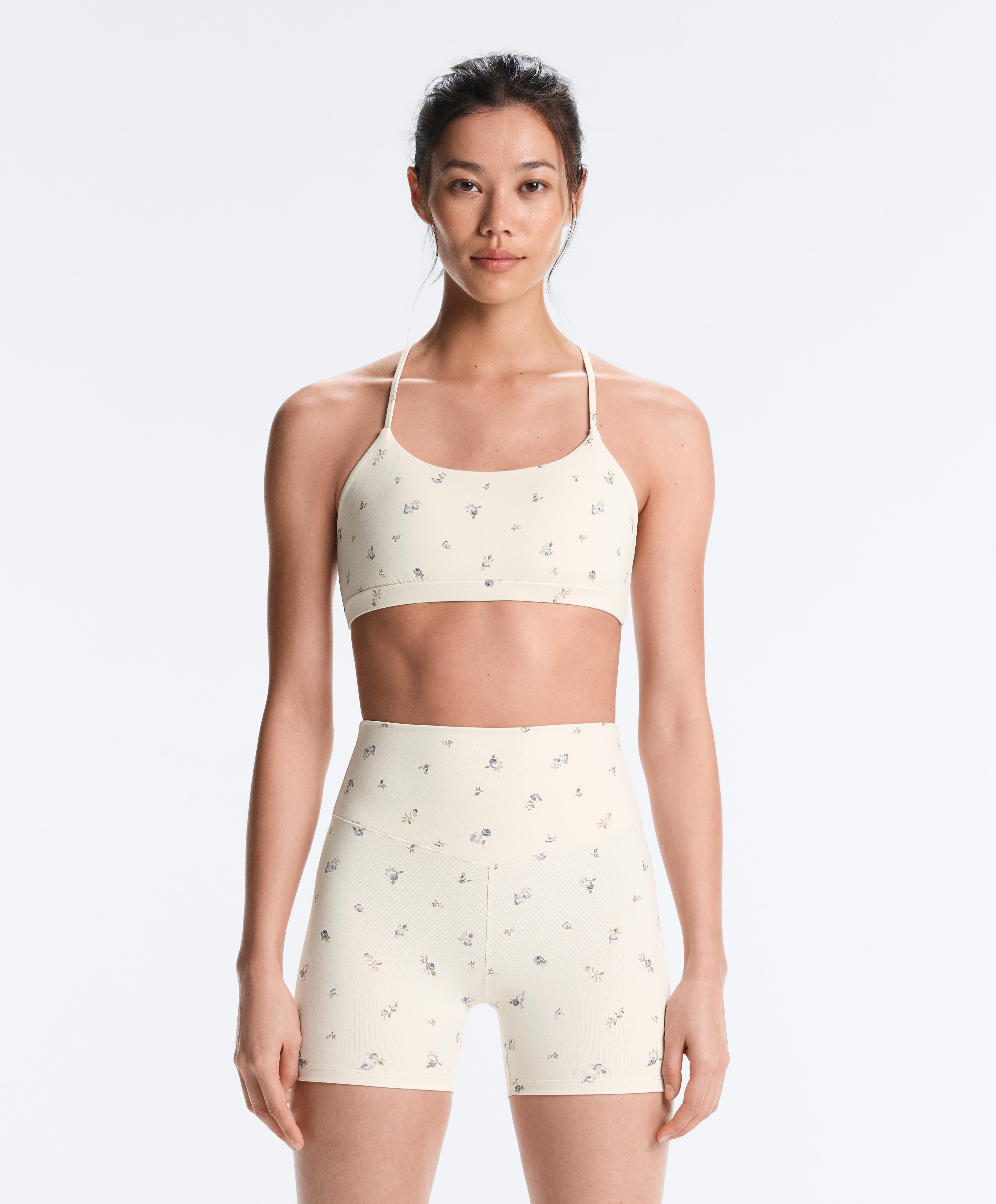 Evermove low-support floral sports bra — PALE ECRU