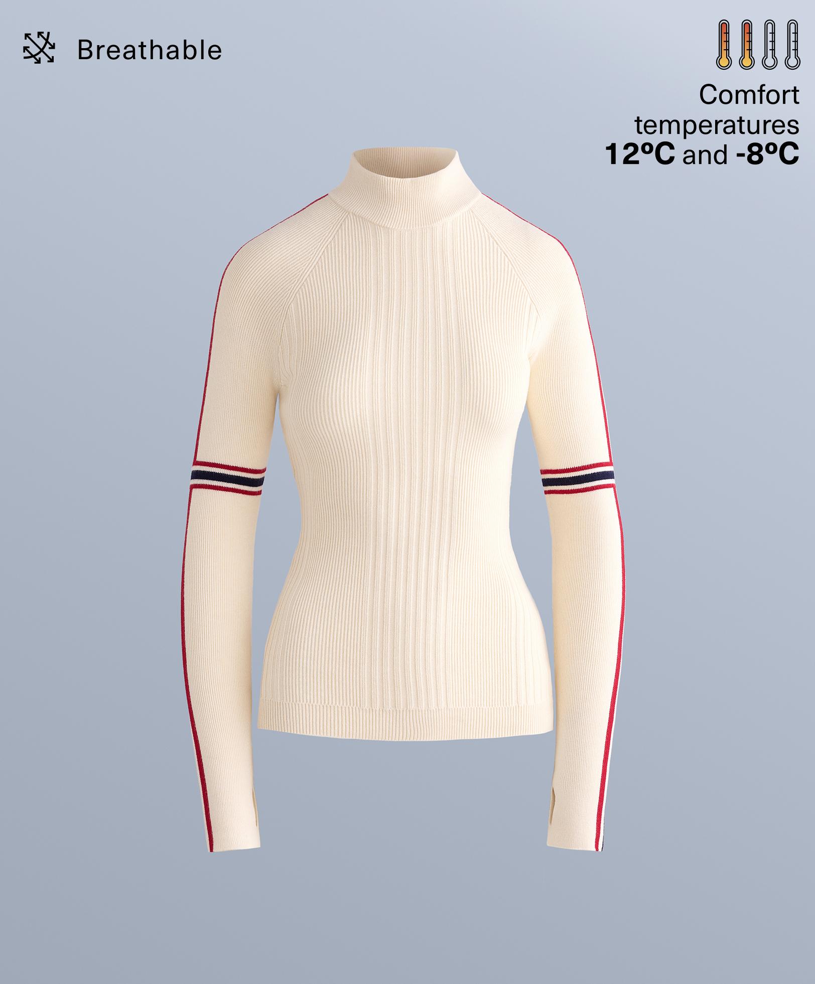 Thermal base layer knit T-shirt with contrast details — ECRU
