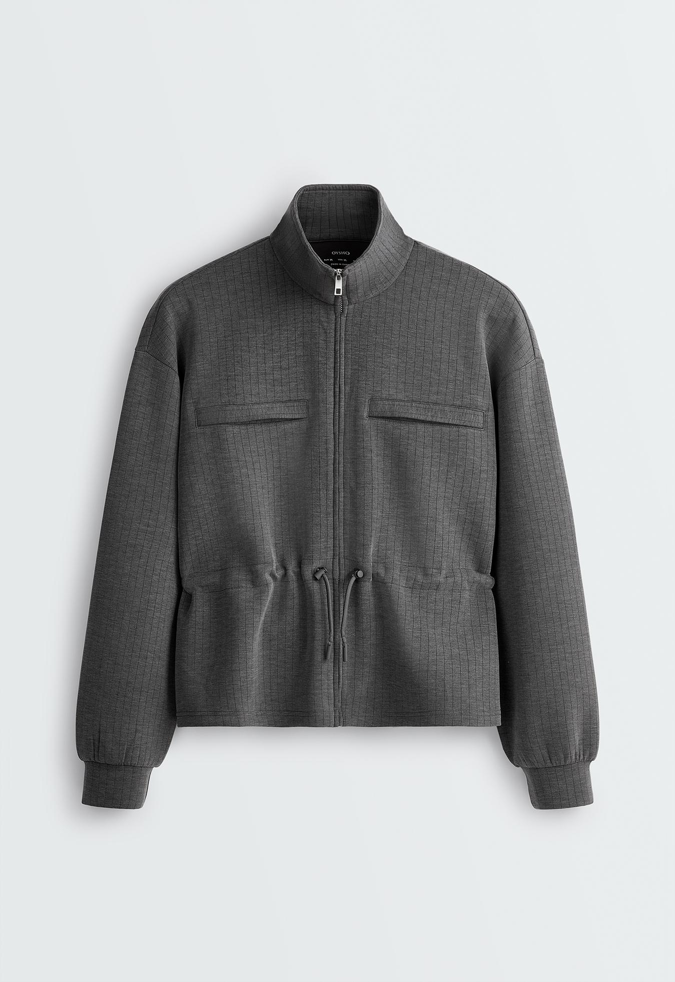 Short jacket with waist adjustment and modal — ASPHALT GREY