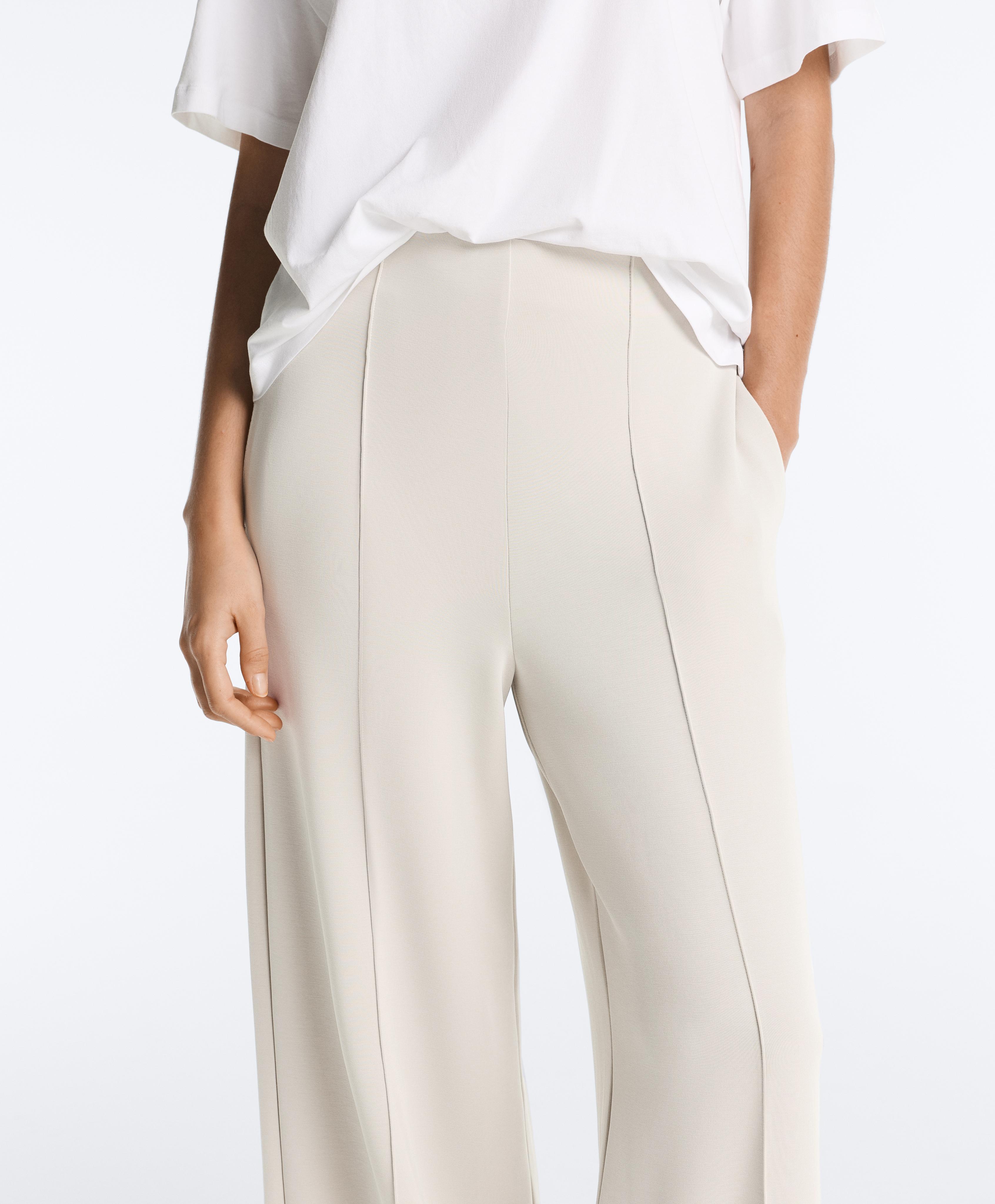 Straight-leg trousers with modal and crease — PALE MINK