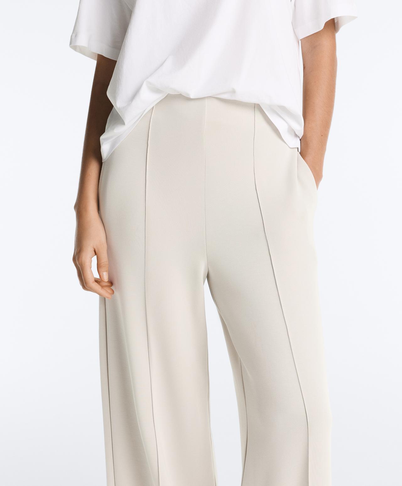 Straight-leg trousers with modal and crease — PALE MINK