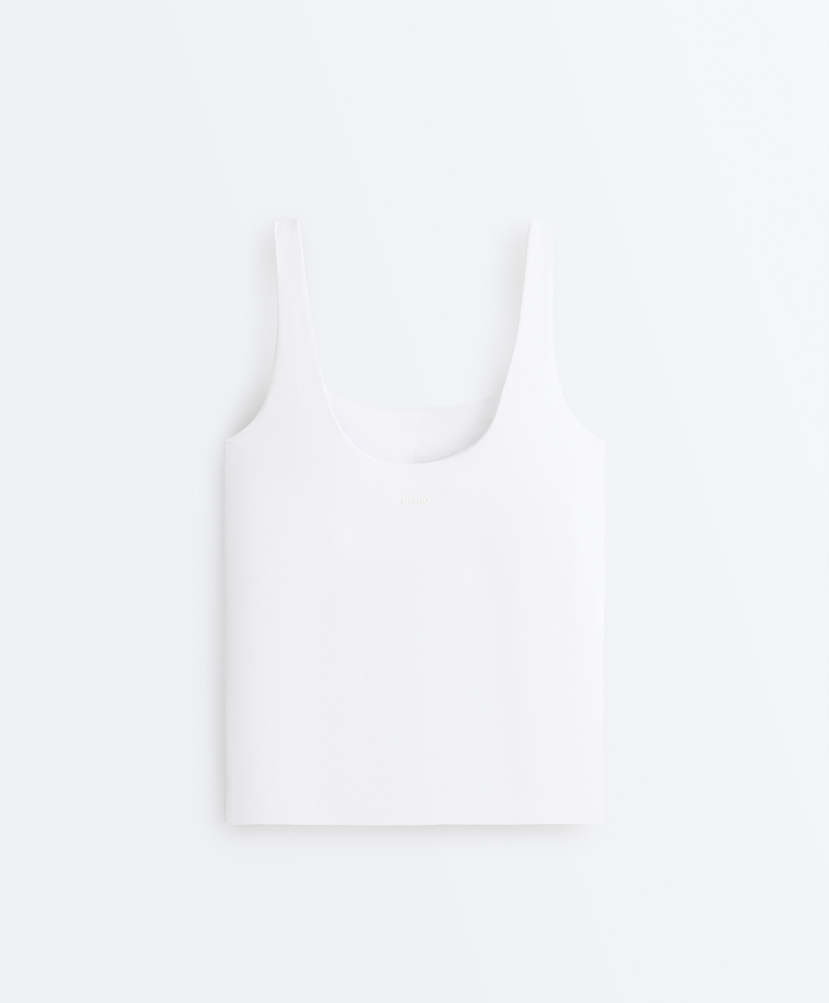 Long square neck Comfortlux tank top — WHITE