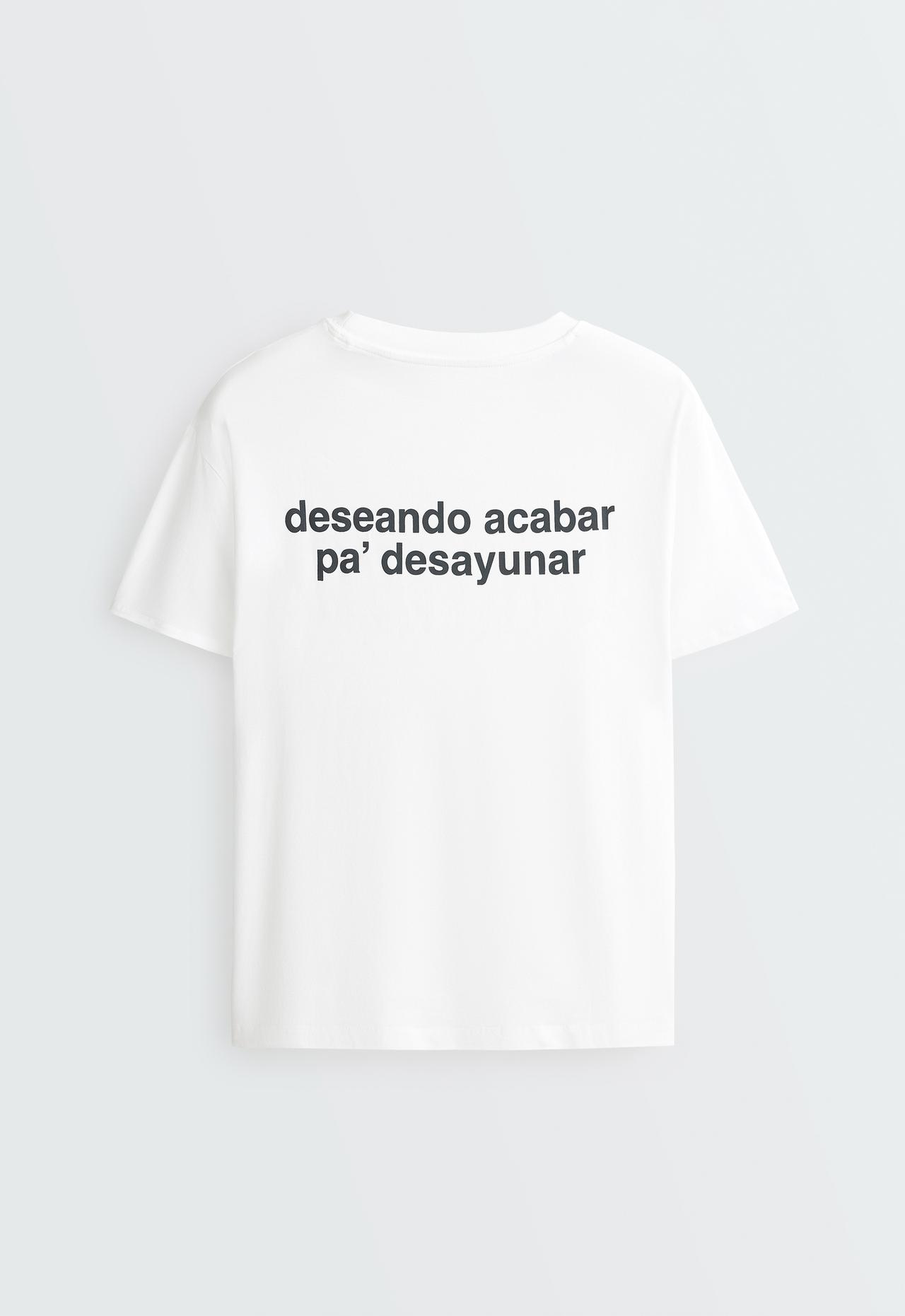 Boxy cotton blend T-shirt with slogan — WHITE 