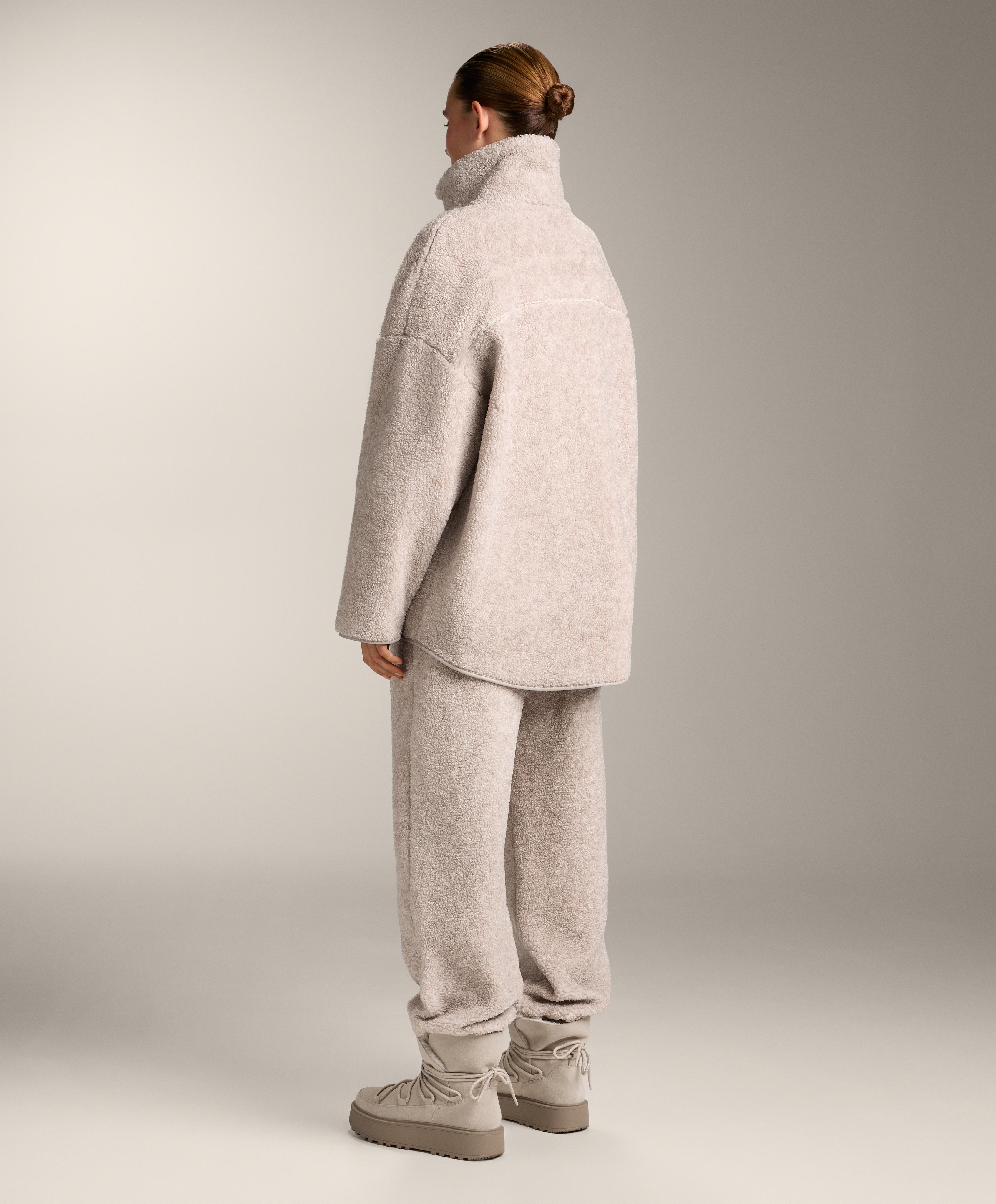 Oversize faux-shearling jacket — PALE ASPHALT