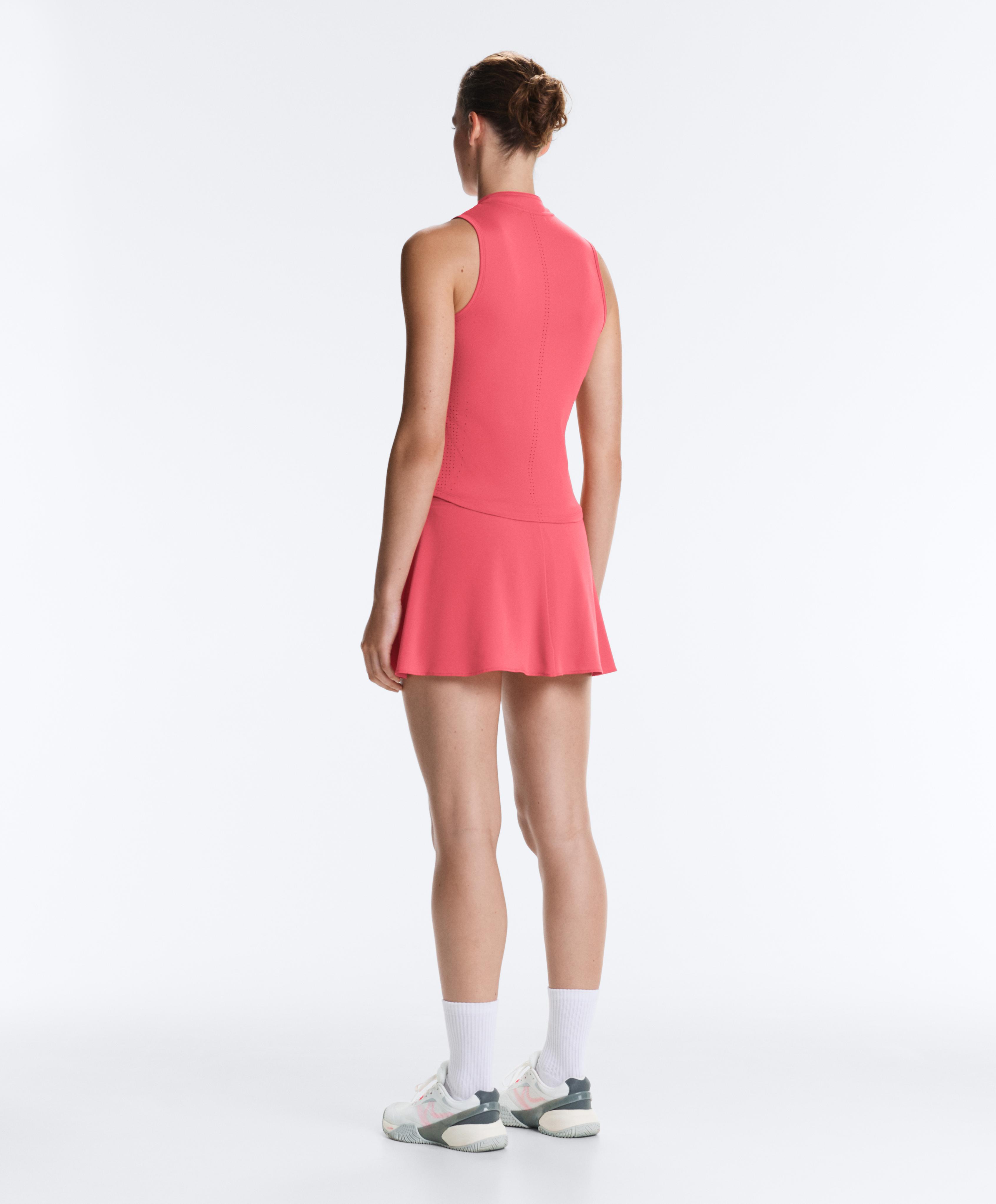 Technical sleeveless T-shirt with half zip — WASHED RED