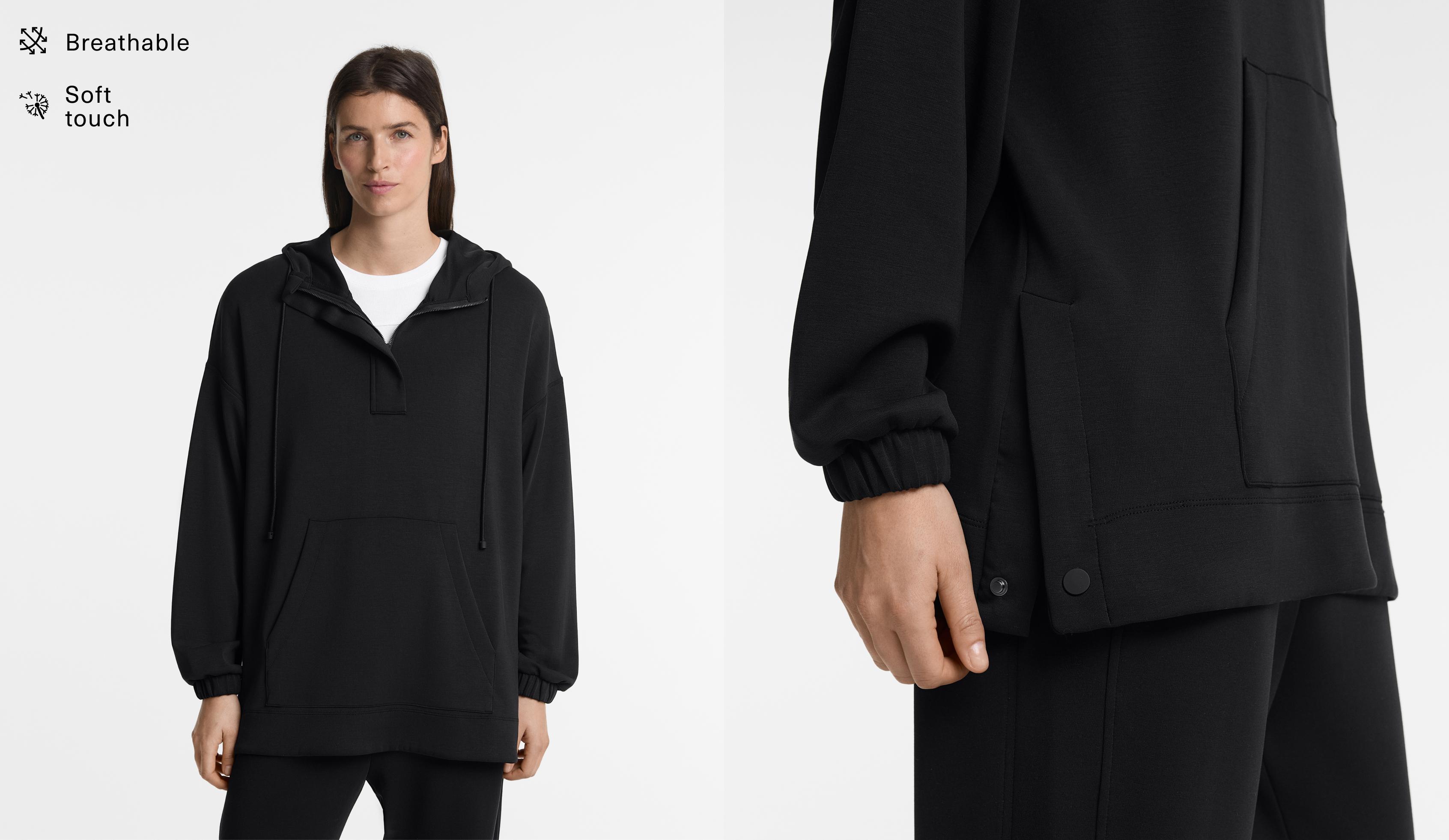 Oversize-sweatshirt med modal mjuk känsla dragkedja