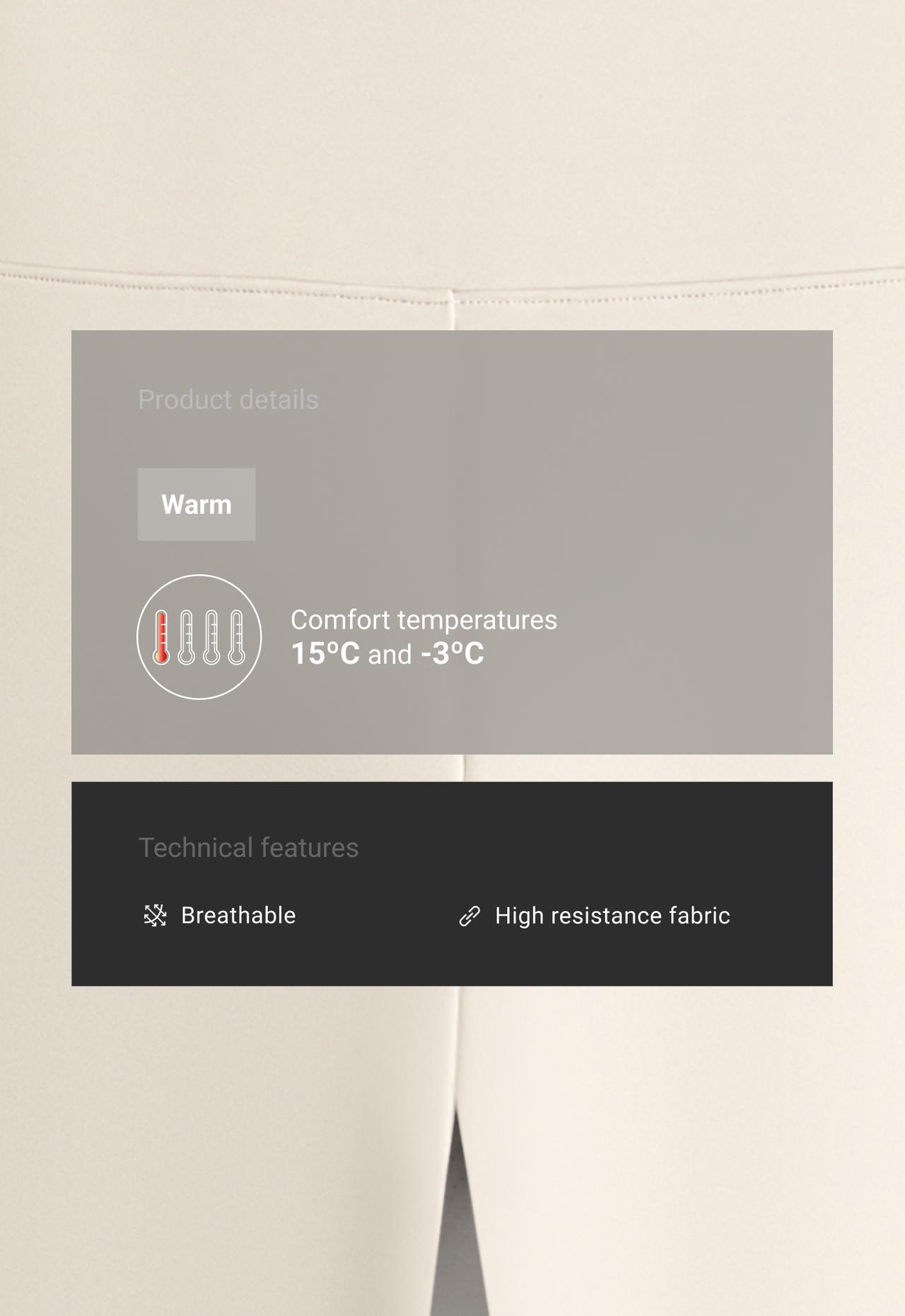 Ankle-length High rise Warm leggings with zips 70cm — ECRU