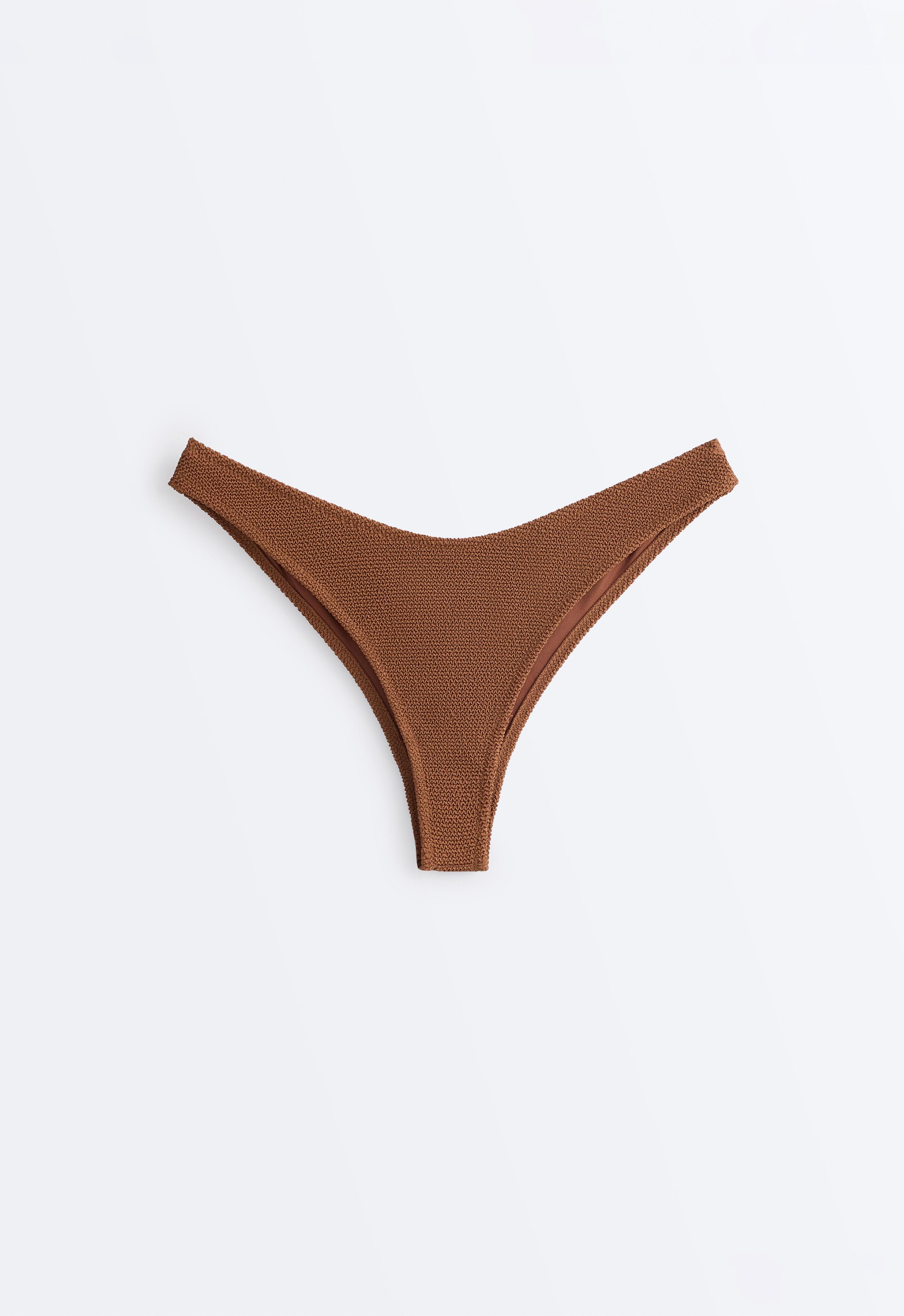 U-cut crinkle Brazilian bikini briefs — TOFFEE