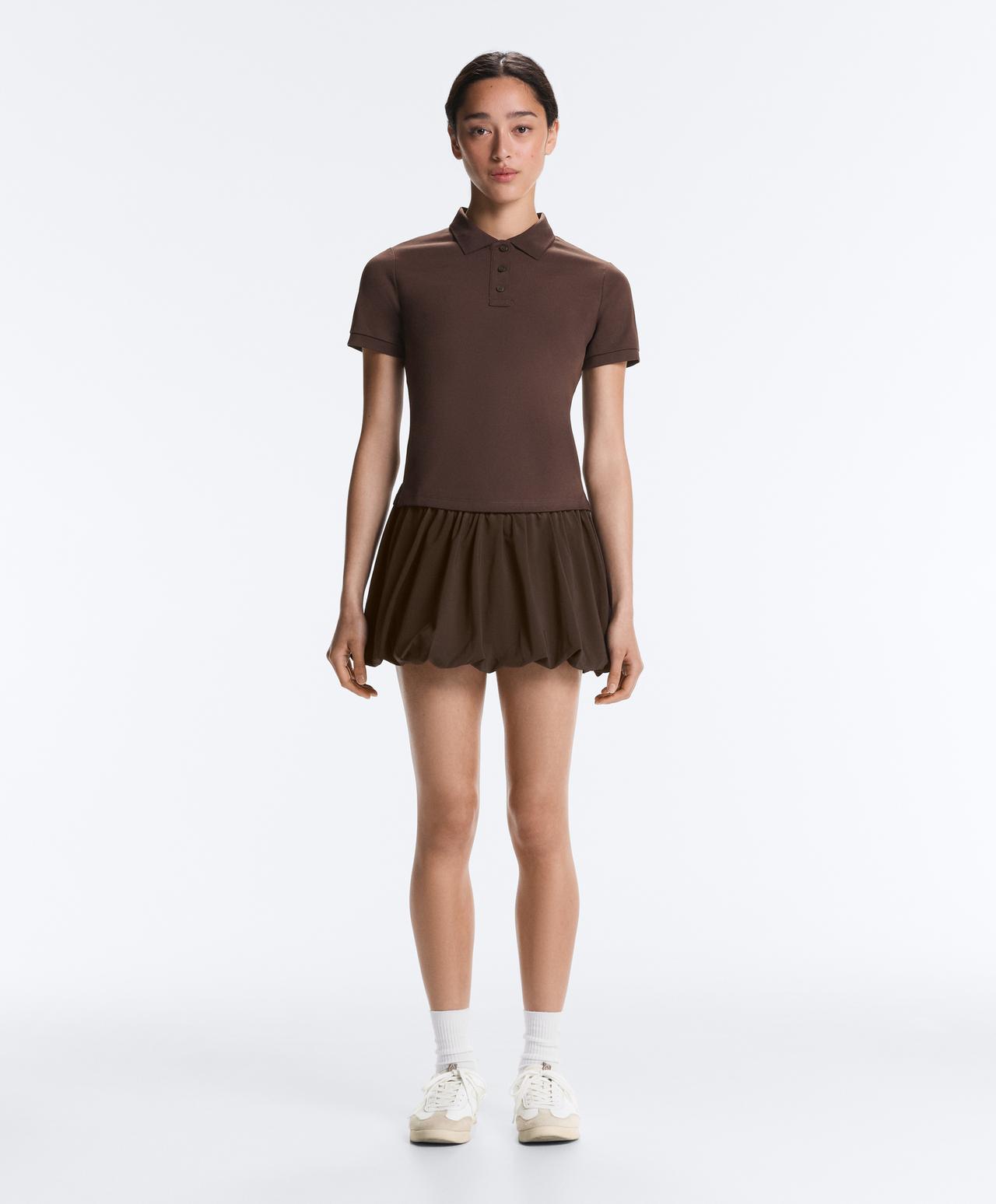 Slim-fit piqué cotton polo shirt — DARK BROWN