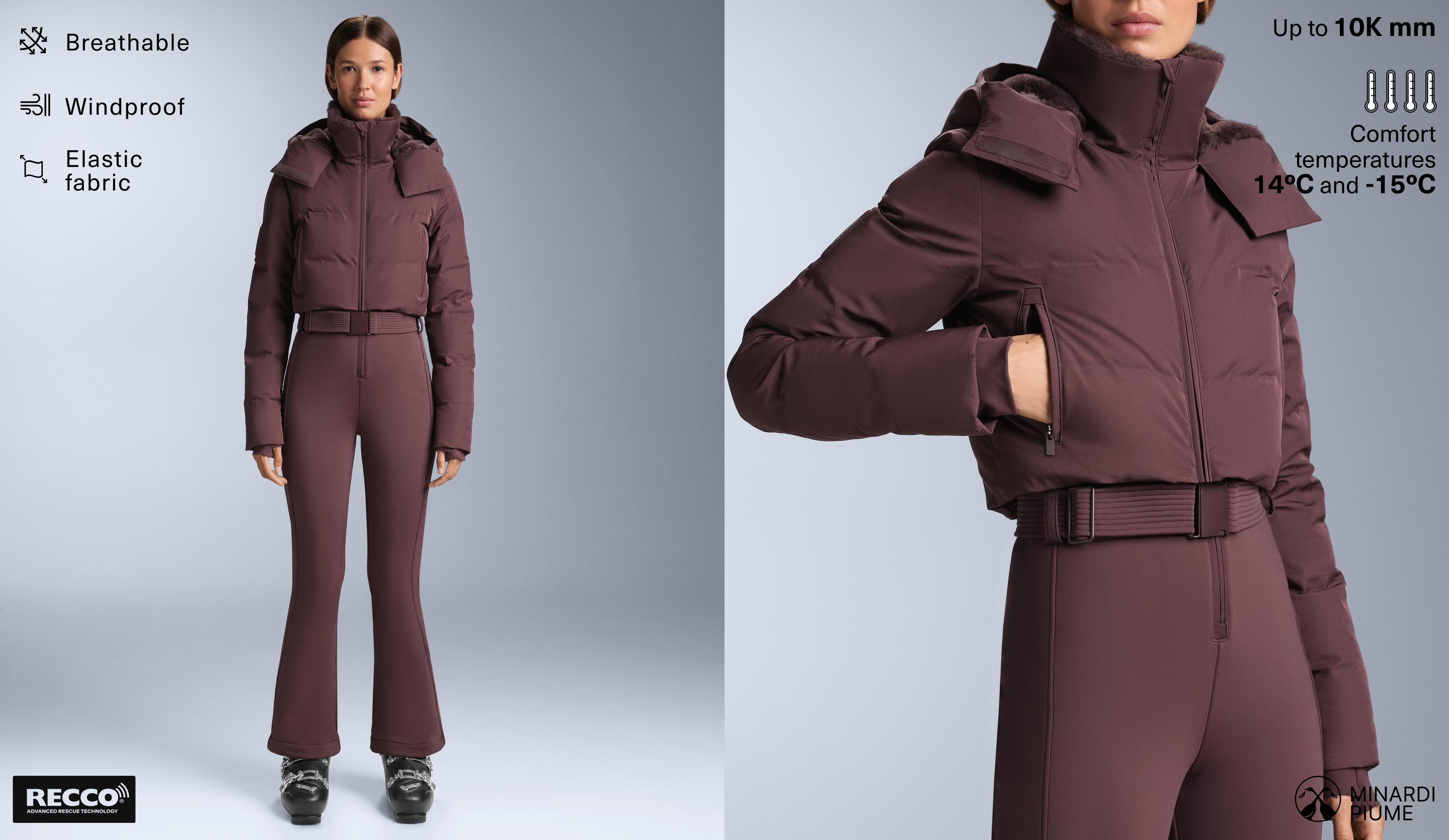 MINARDI PIUME SKI water-resistant padded jumpsuit with 80% down and 20% feather filling - Sale
