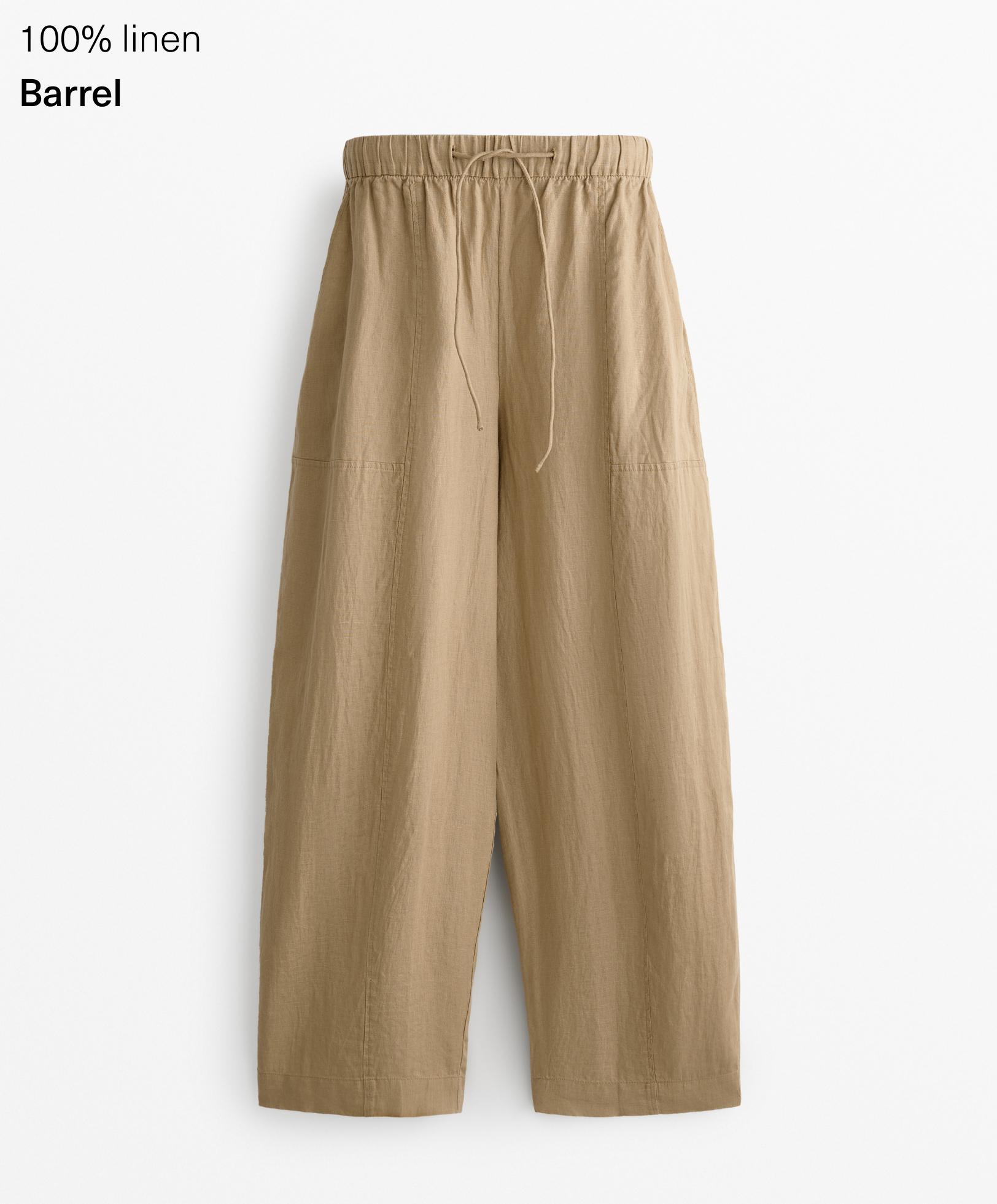 100% linen barrel trousers