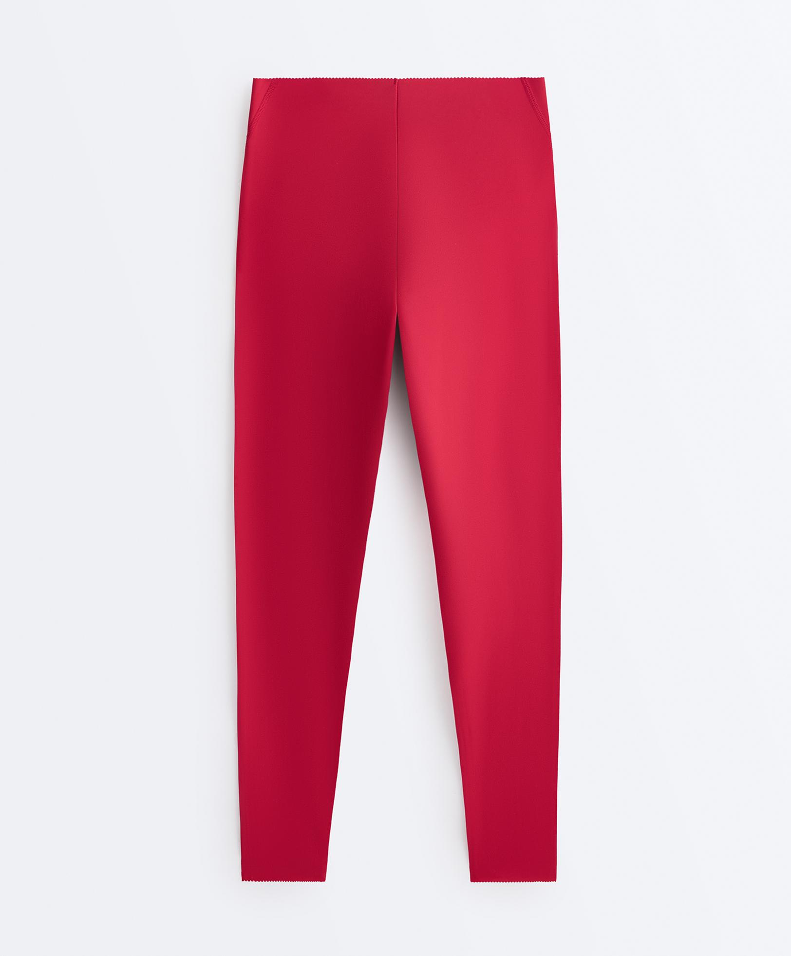 Compressive high-rise core-control ankle-length leggings — RED