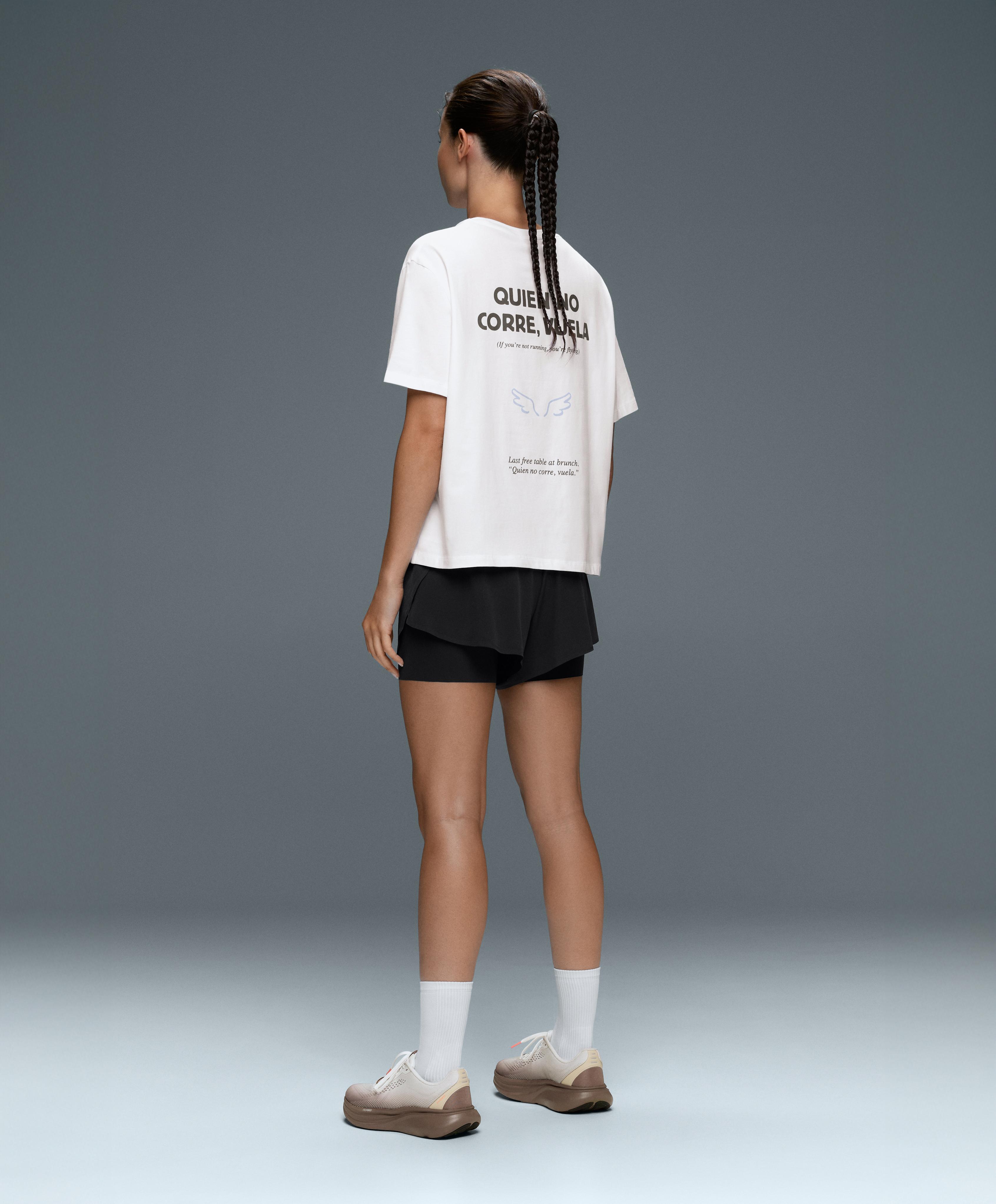 Printed boxy cotton blend short-sleeved T-shirt — WHITE 