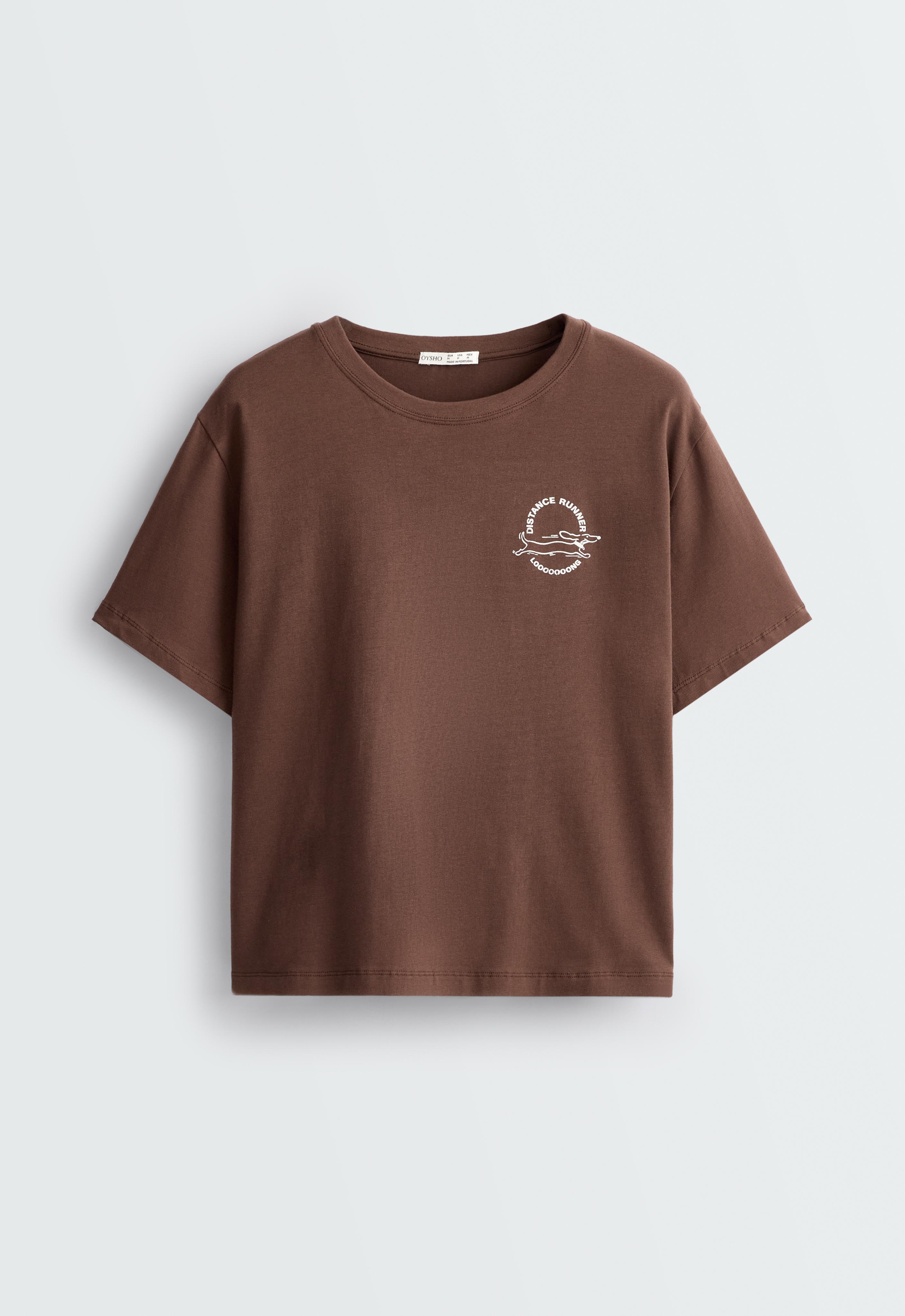 Boxy cotton blend short-sleeved T-shirt with print — COCOA