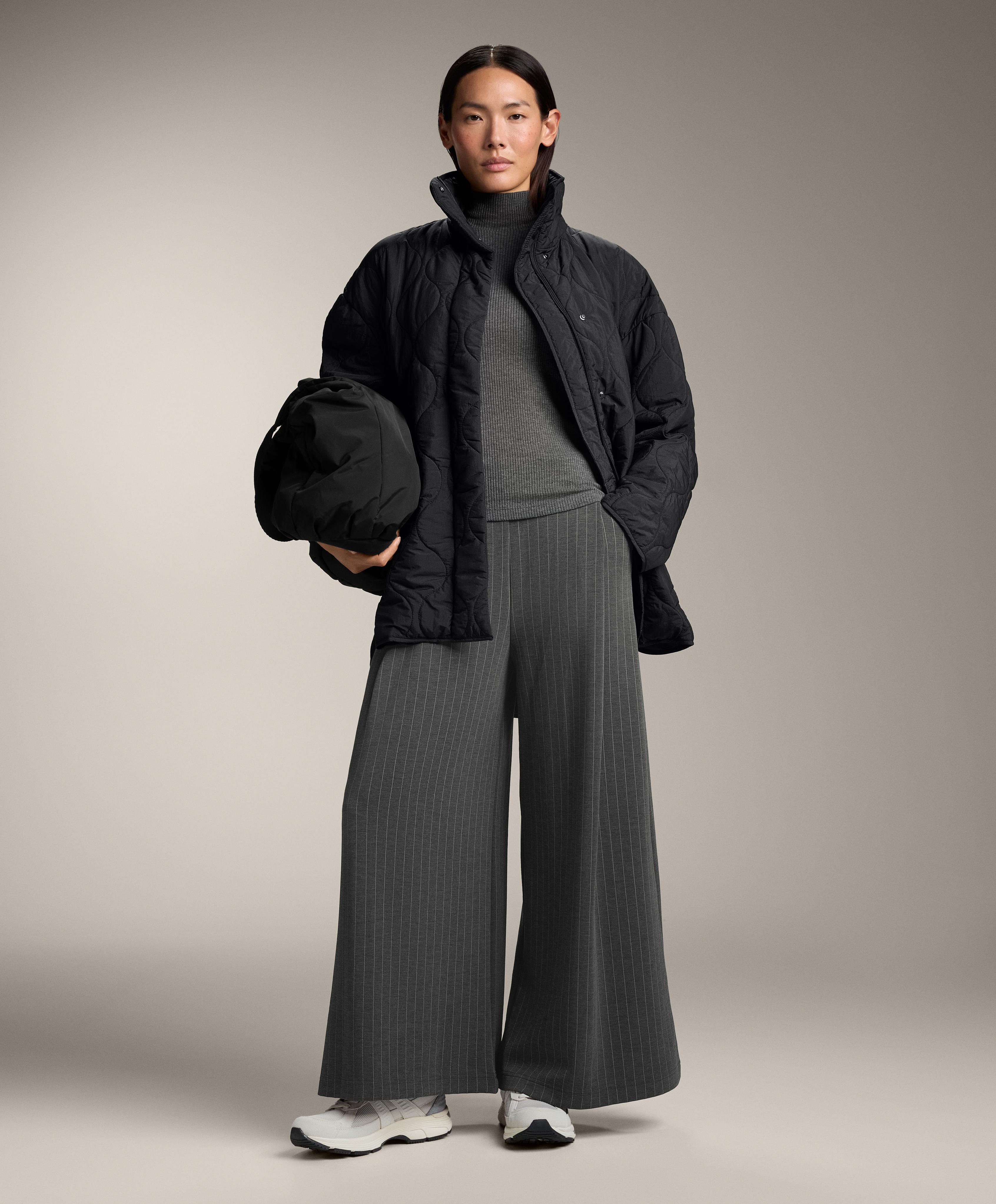 Rib high-neck thermal base layer T-shirt with lyocell