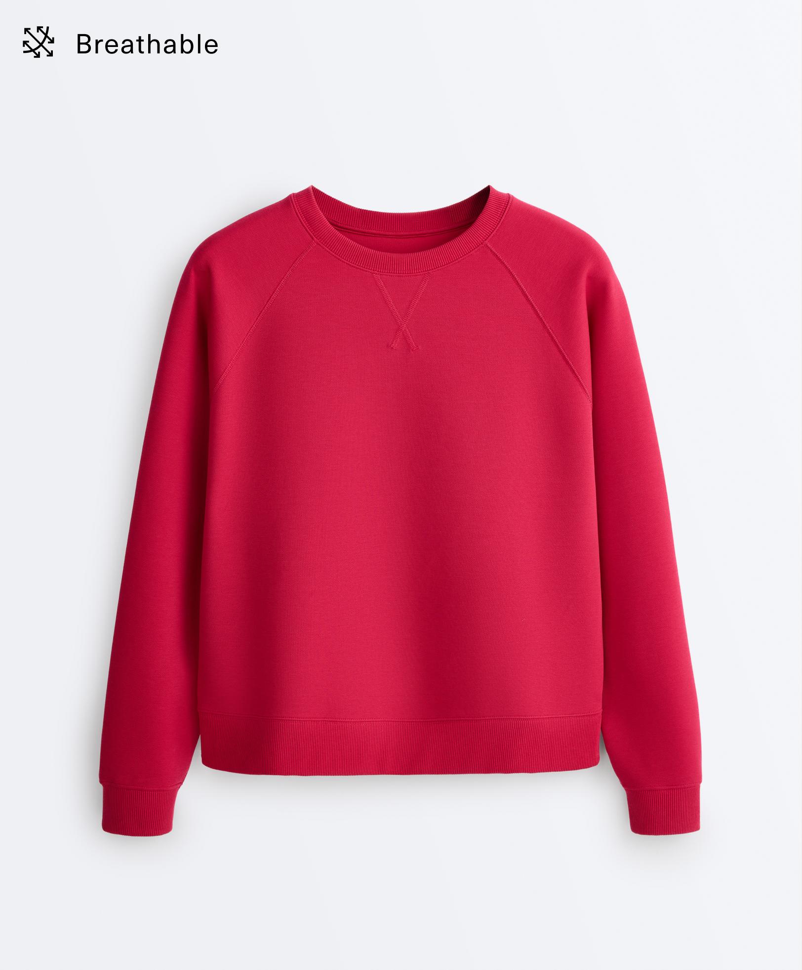 Round neck sweatshirt with piqué cotton