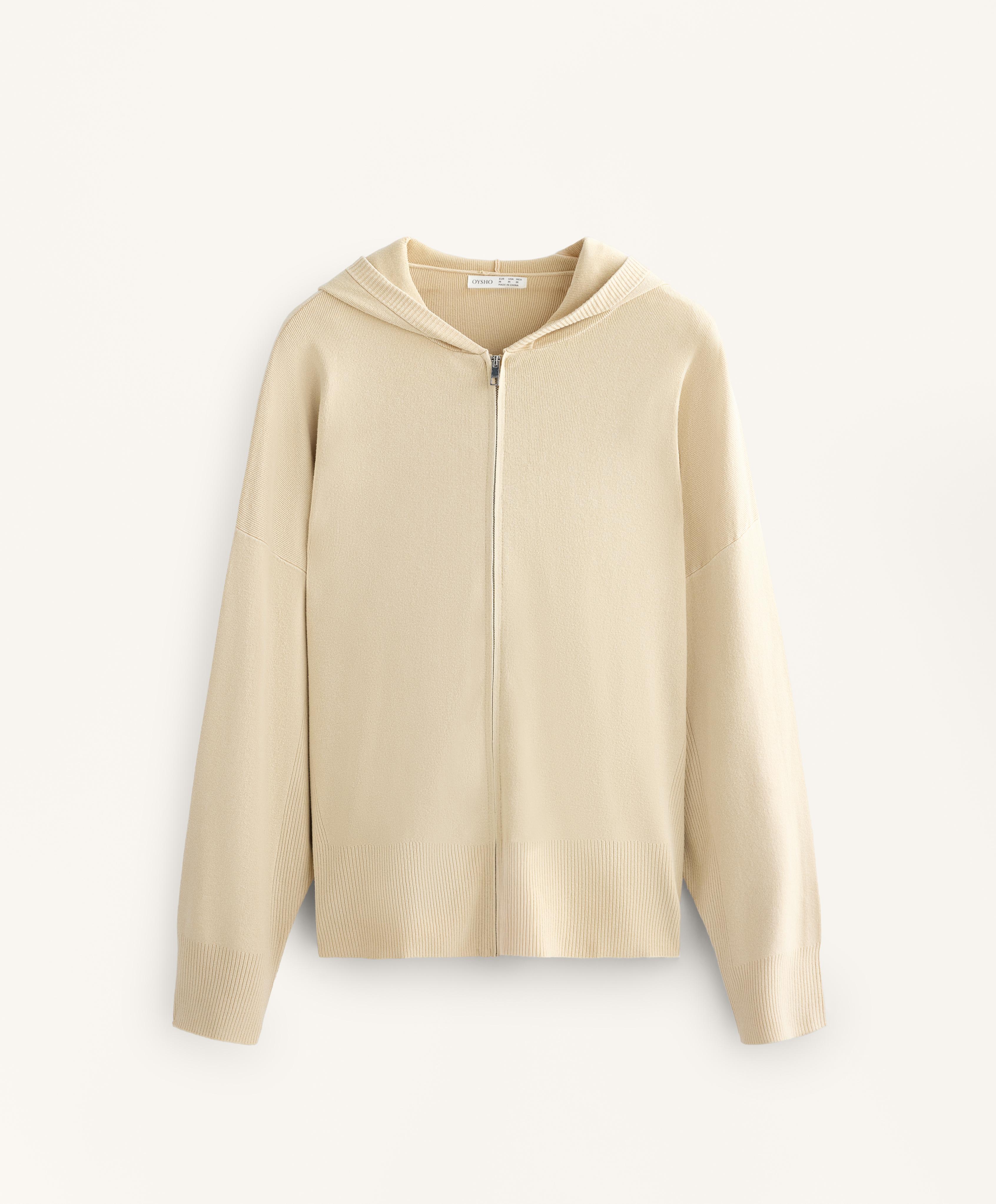 Long knit hooded jacket