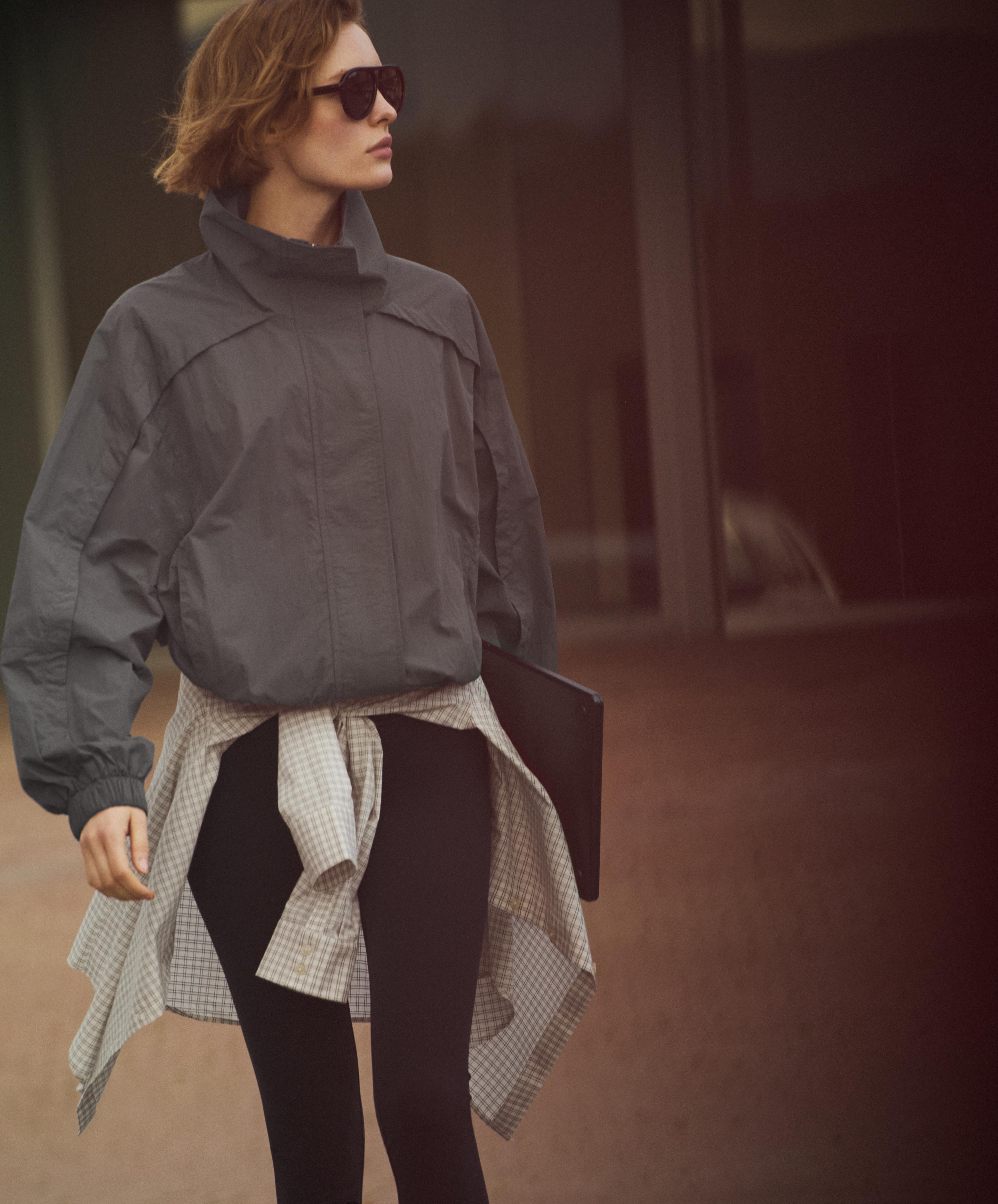 Water-repellent high-neck Track jacket — ASPHALT GREY