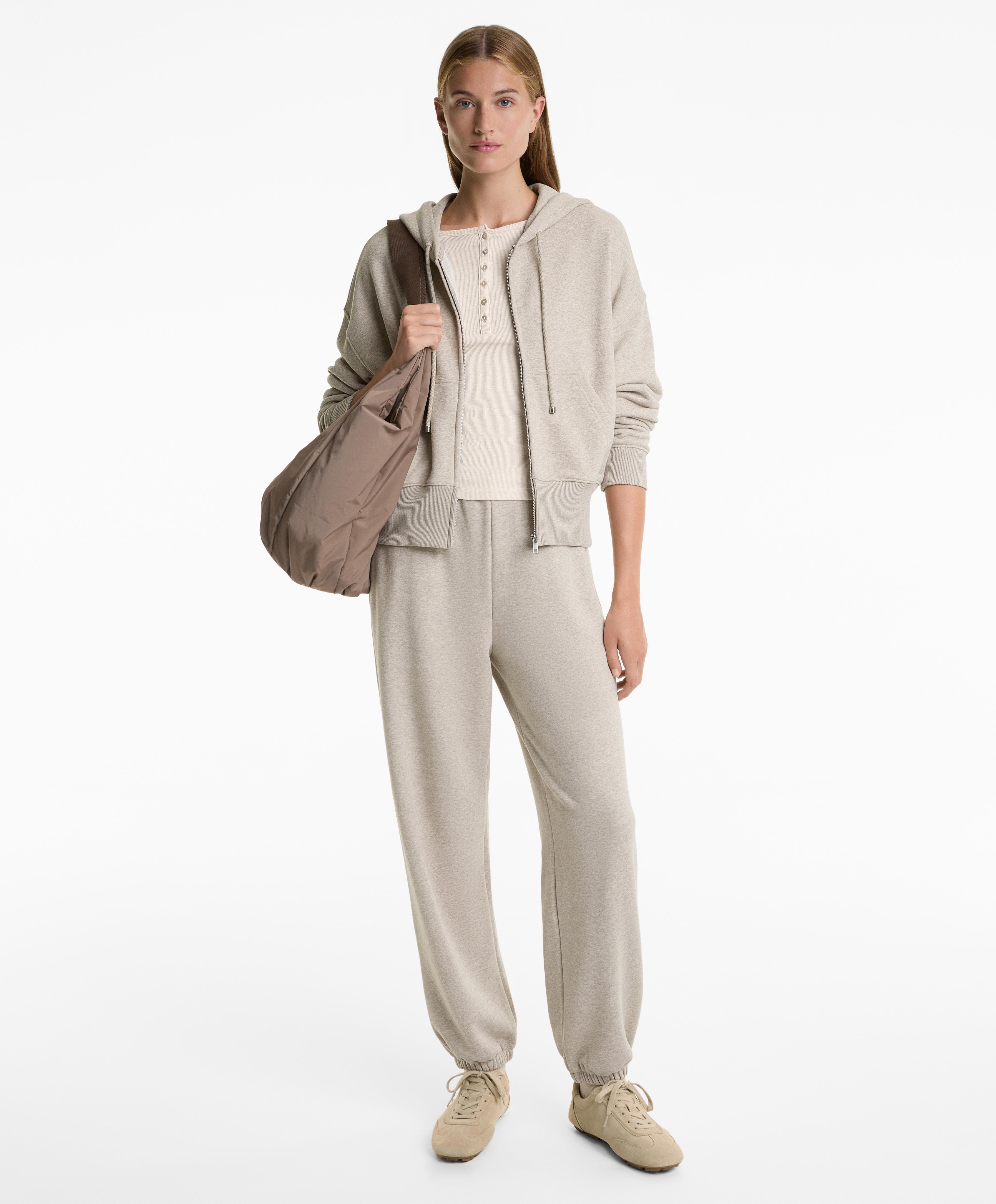 Relaxed fit cotton jogger trousers — BEIGE