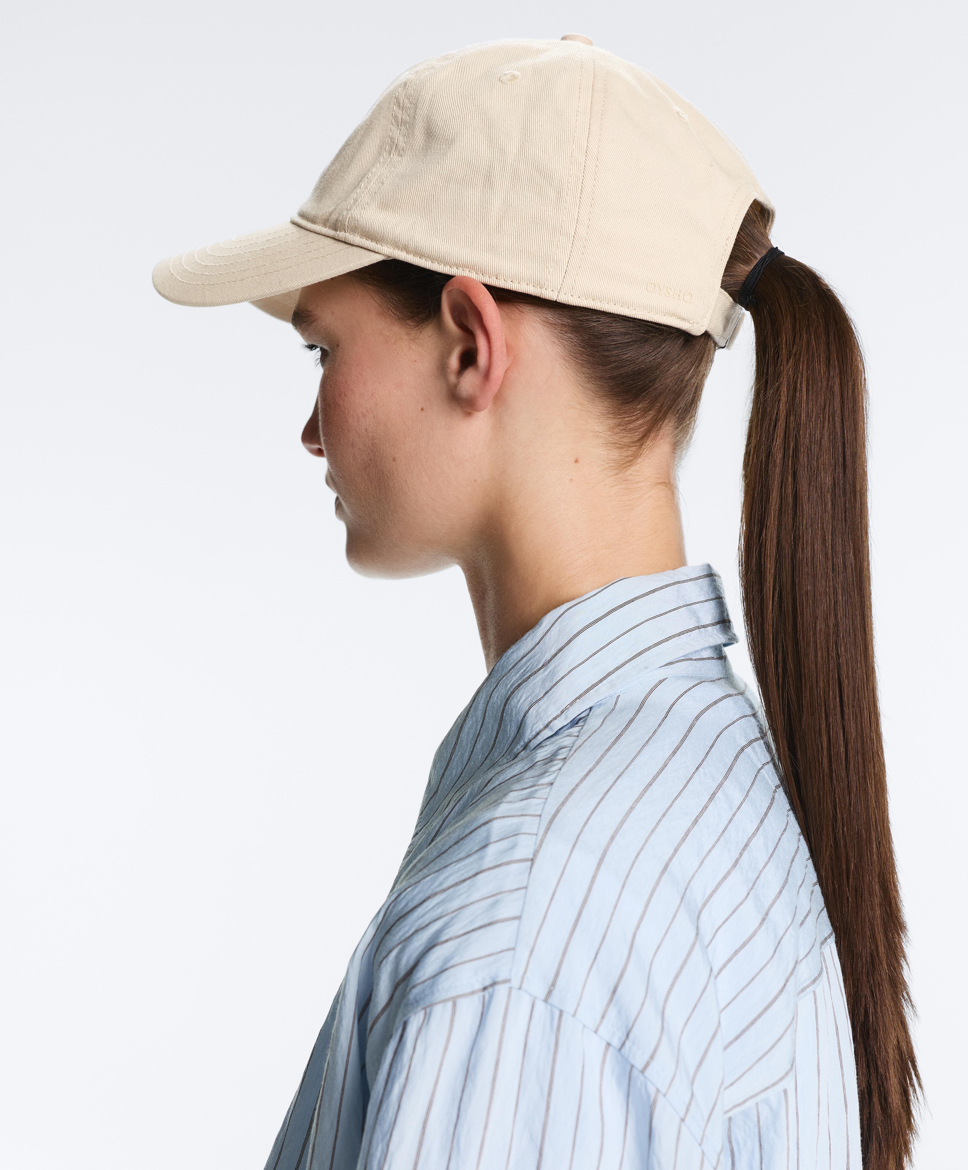 Washed-effect 100% cotton cap — PALE BEIGE