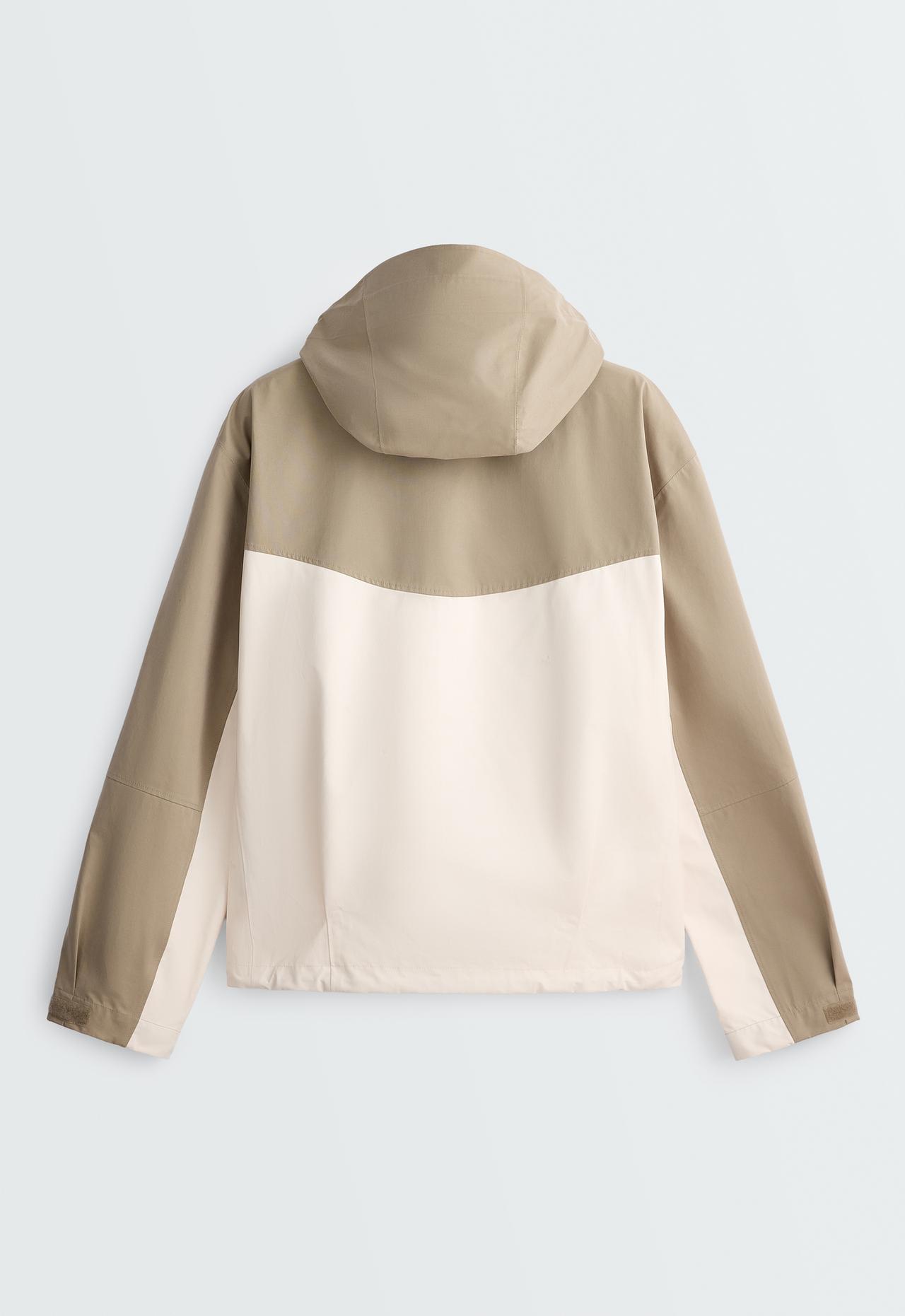 Short 10k waterproof technical canvas colour-block jacket — PALE ECRU