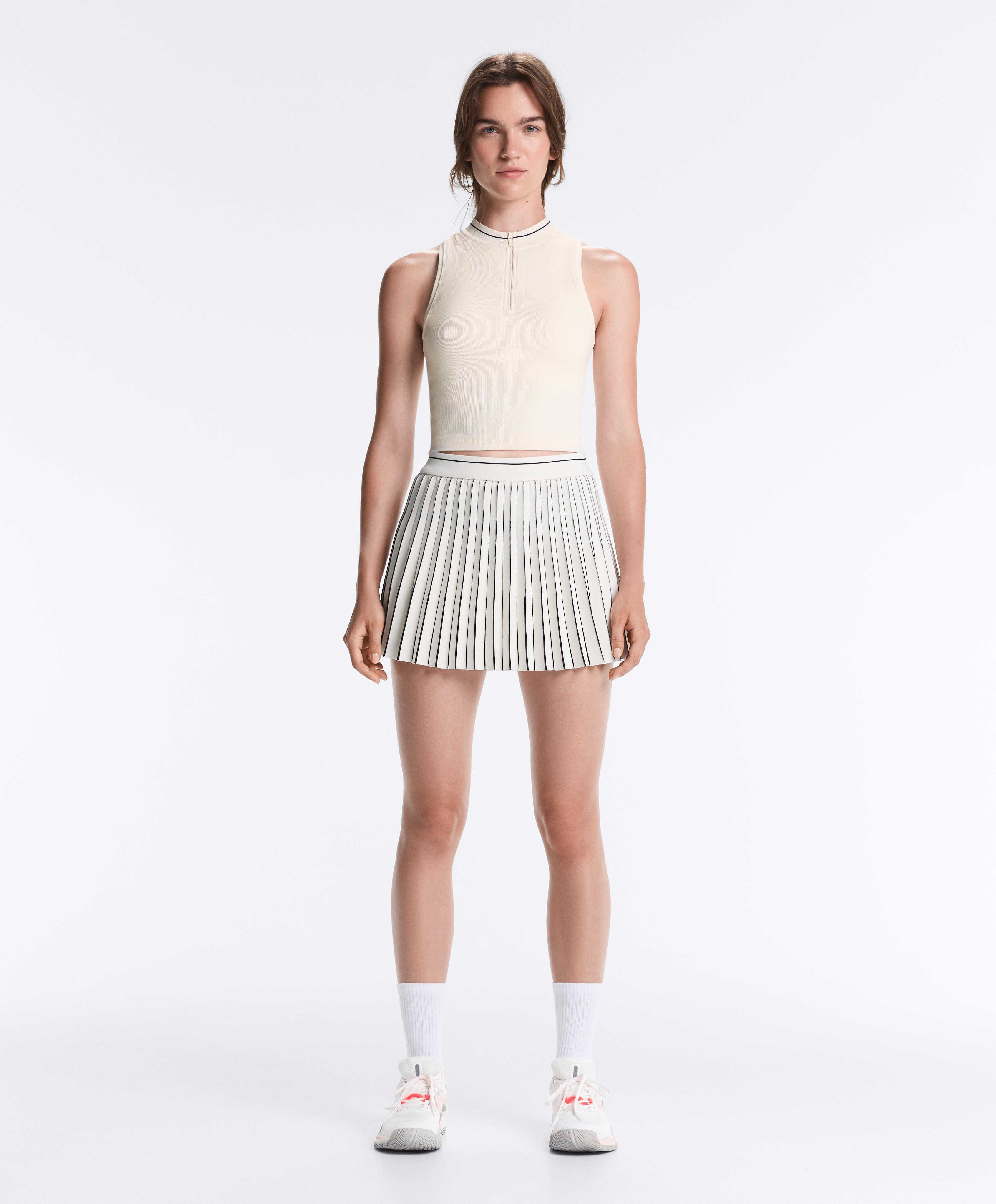 High-rise seamless pleated short skirt — NAVY BLUE