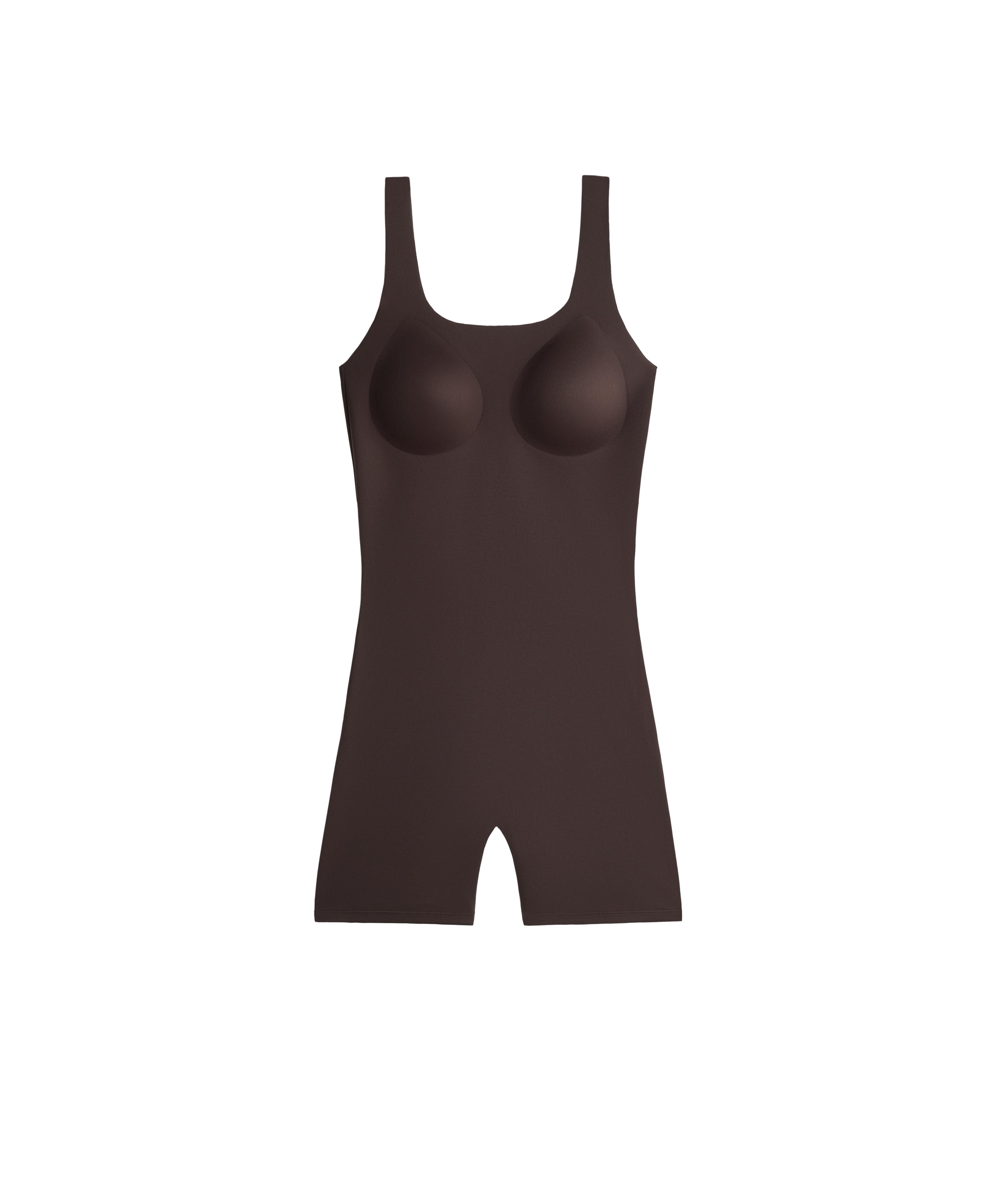 Perfect-adapt strappy short jumpsuit — DARK REDDISH‑BROWN