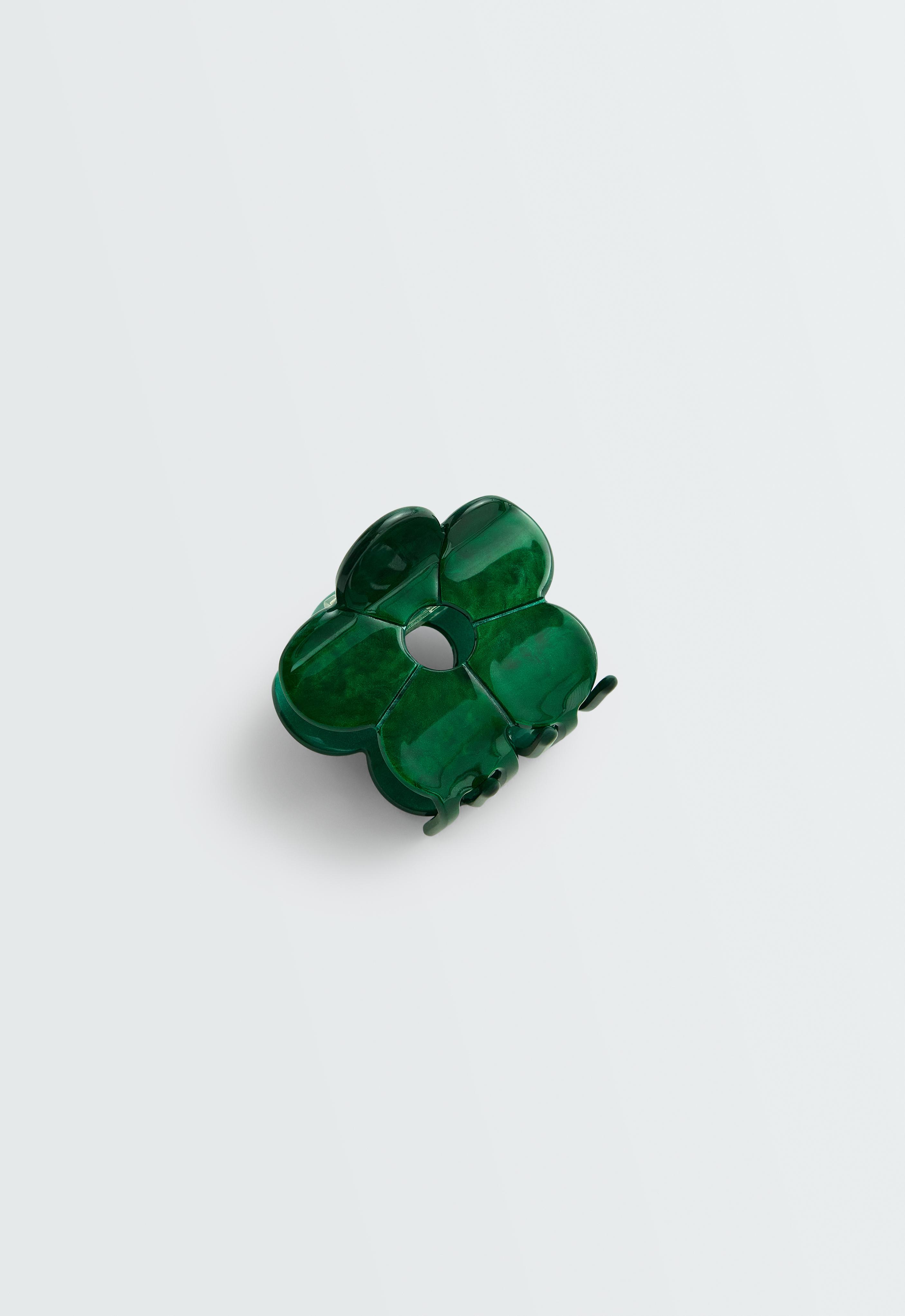 Small flower hair clip — DARK EMERALD