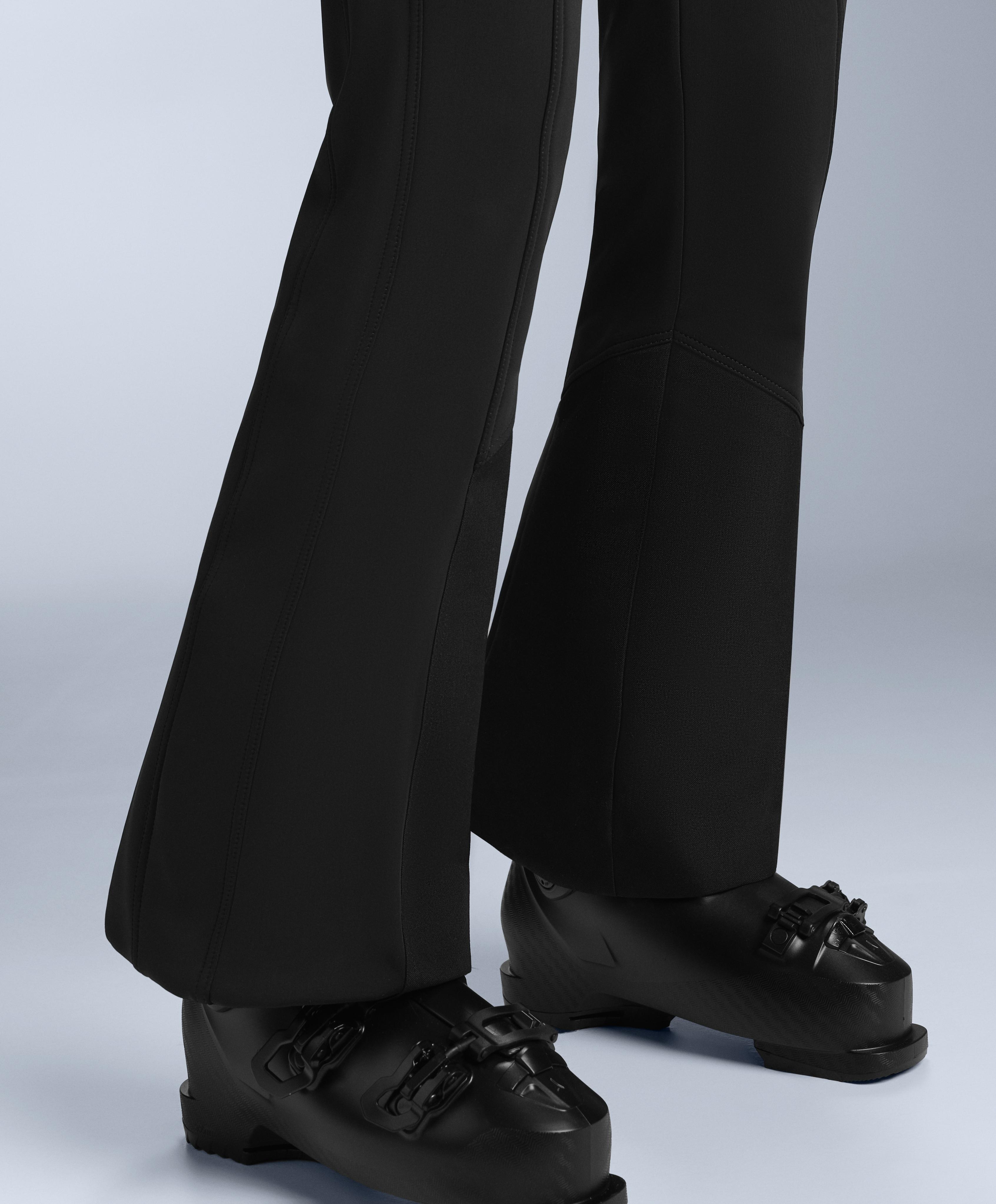 Water-resistant high-rise flare stretch SKI trousers — BLACK