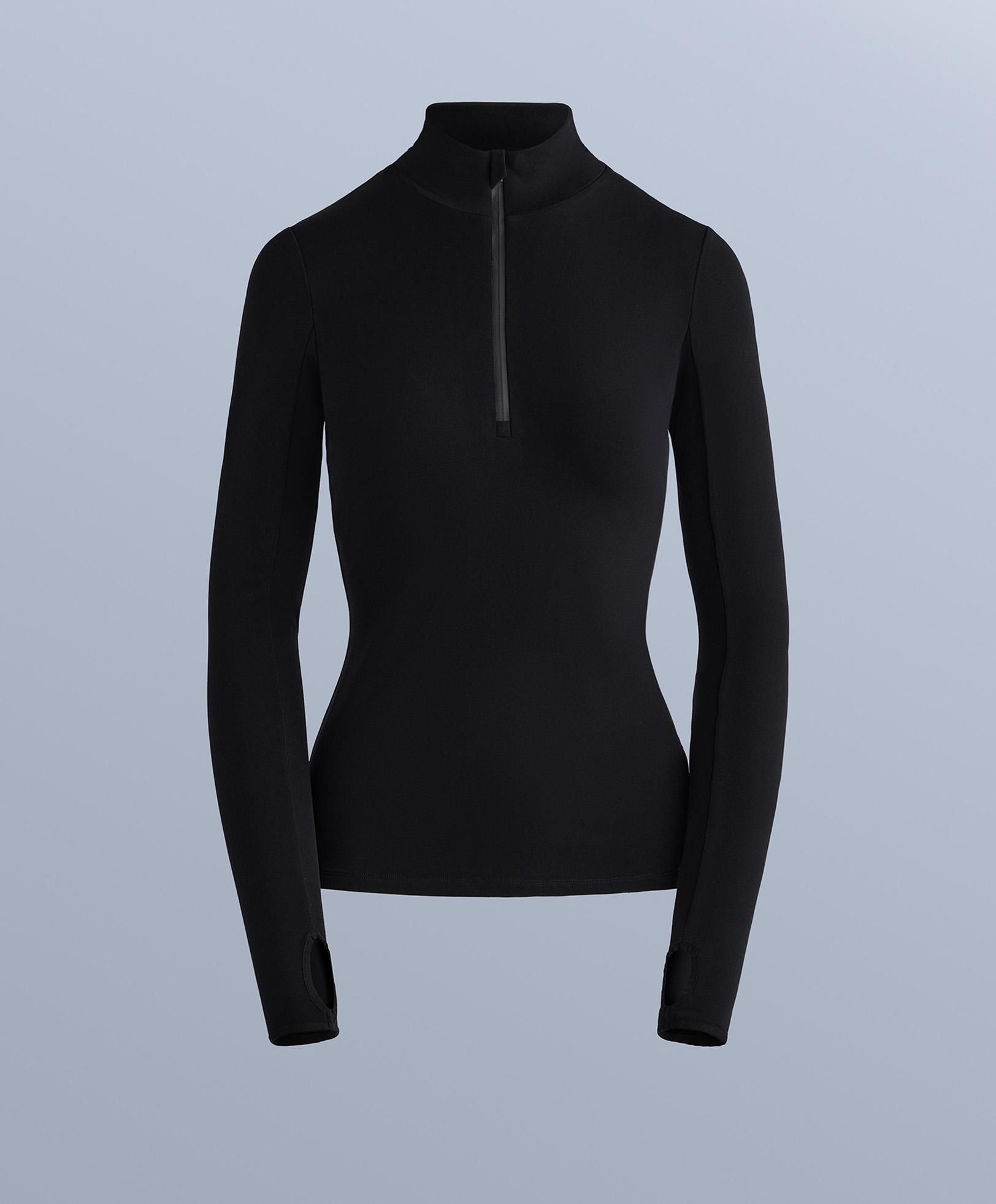 Thermal base layer half-zip top — BLACK