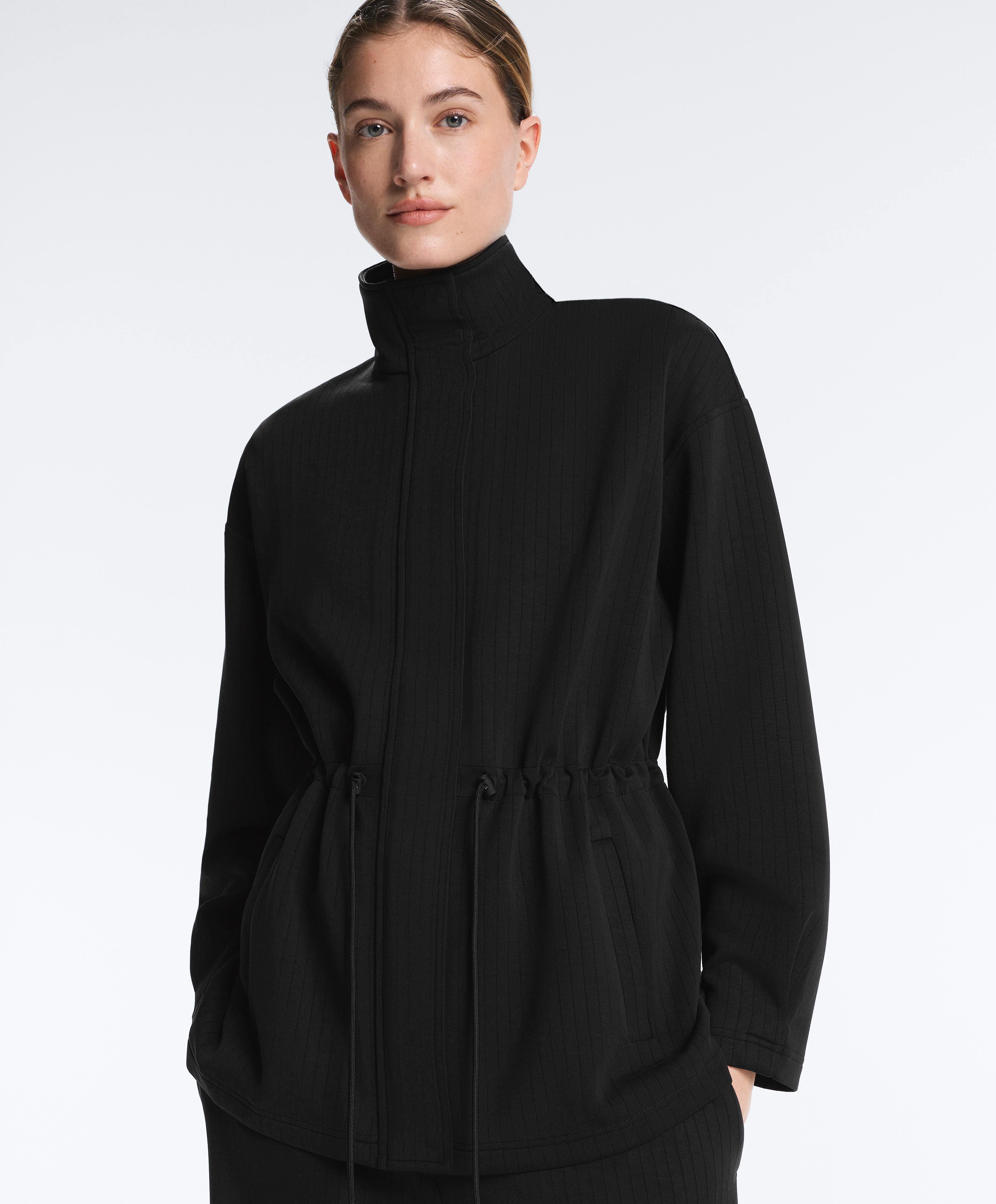 Long Utility jacket with soft-touch modal — BLACK