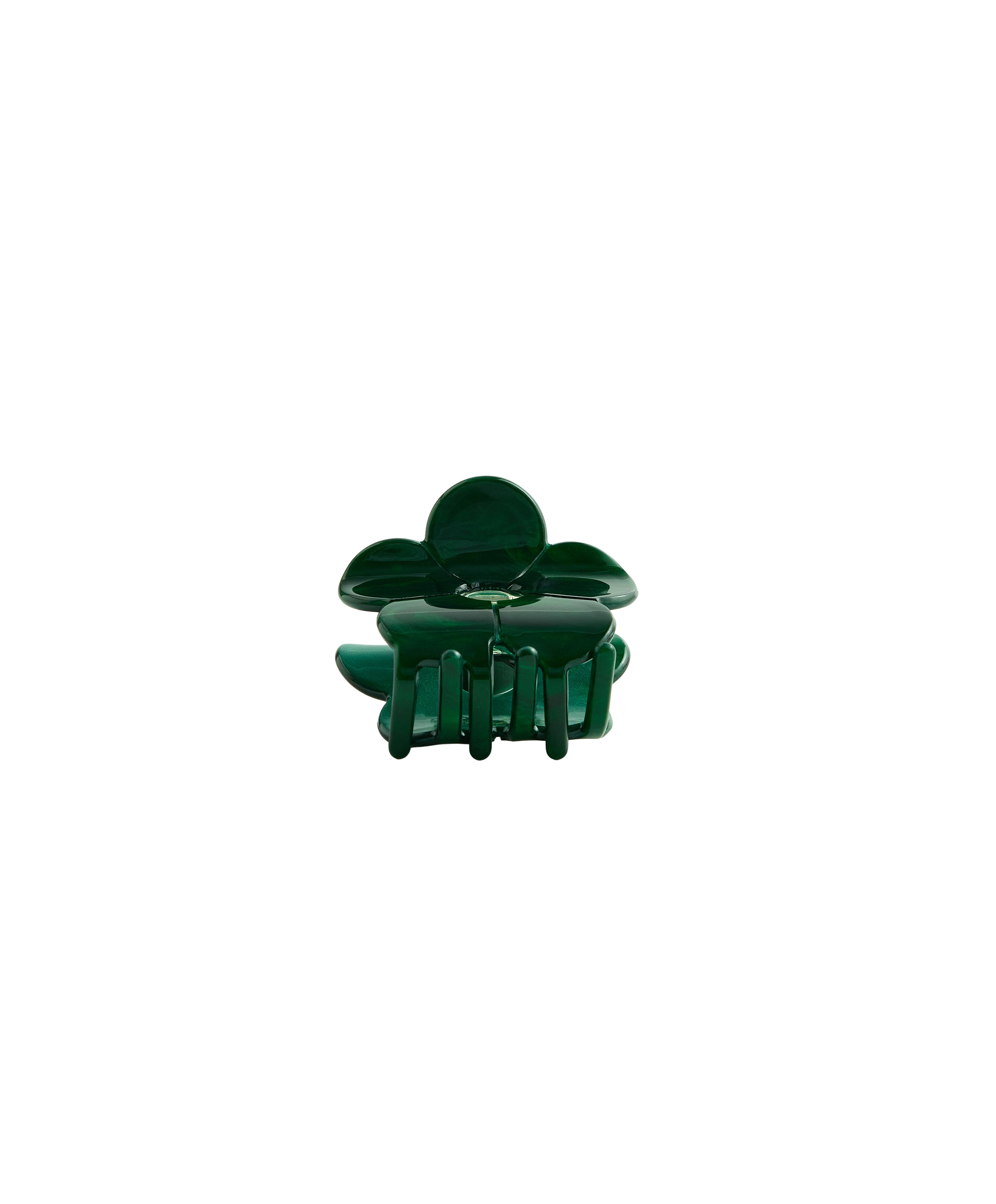 Small flower hair clip — DARK EMERALD