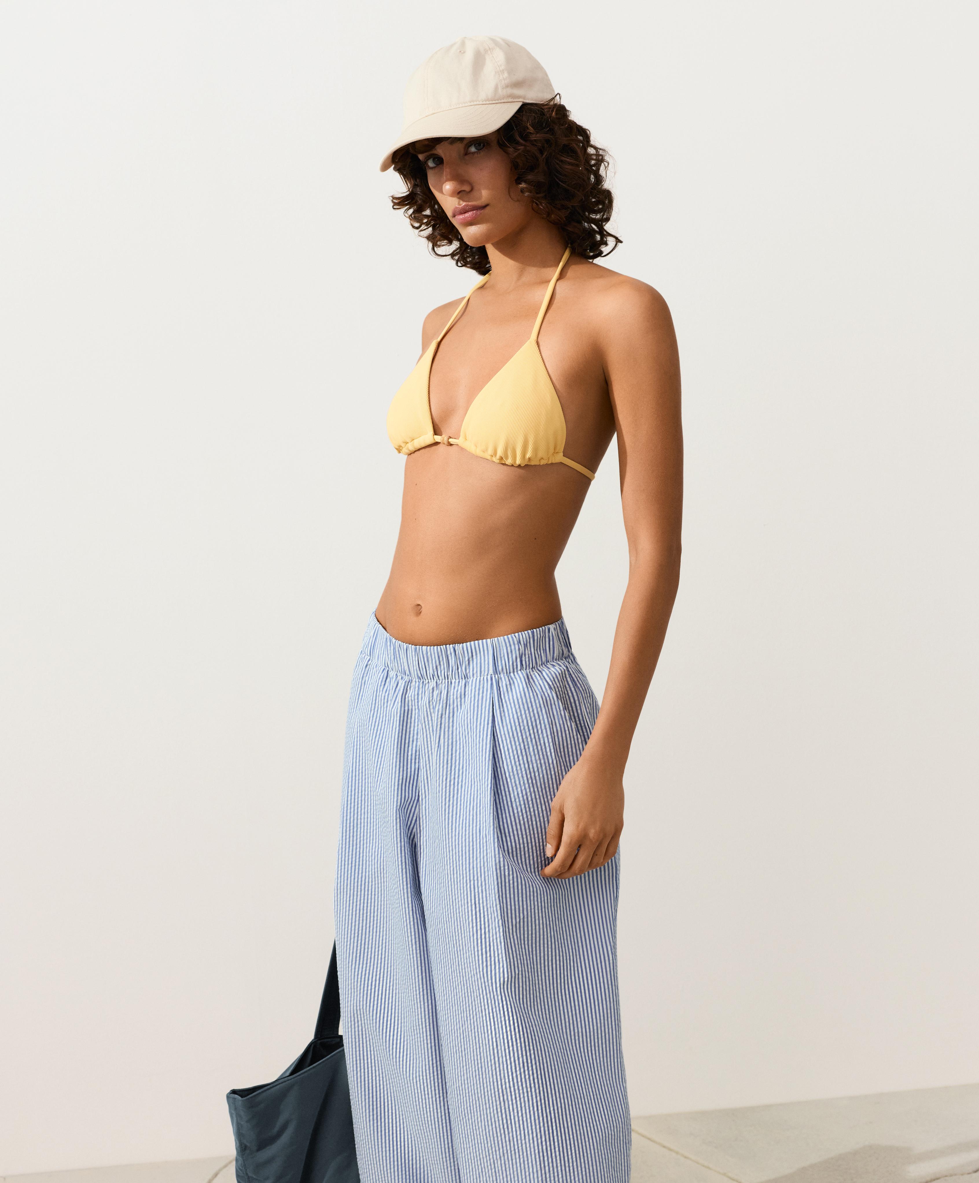 Rib triangle bikini top — SOFT YELLOW
