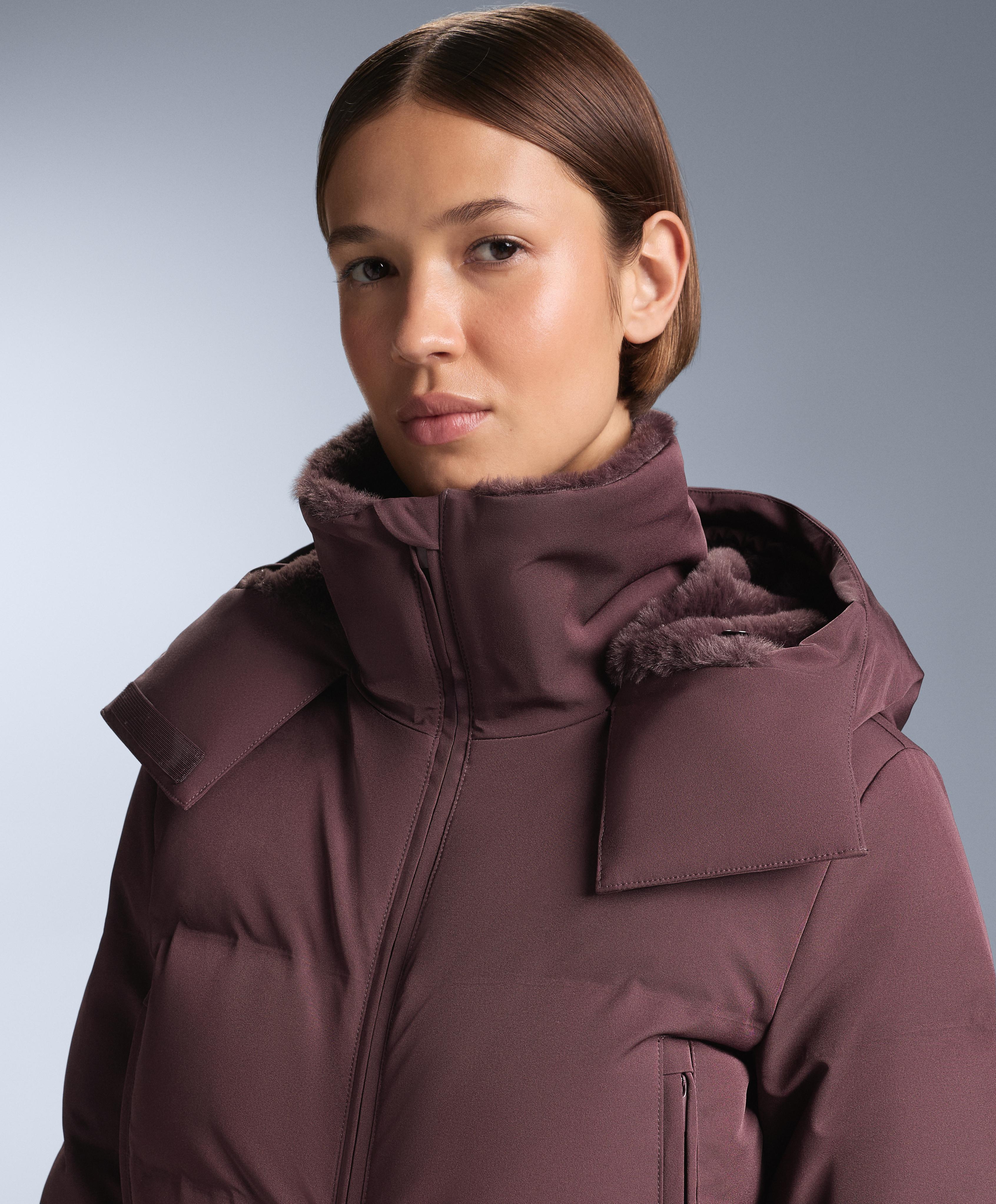 MINARDI PIUME SKI water-resistant padded jumpsuit with 80% down and 20% feather filling — DARK WINE RED