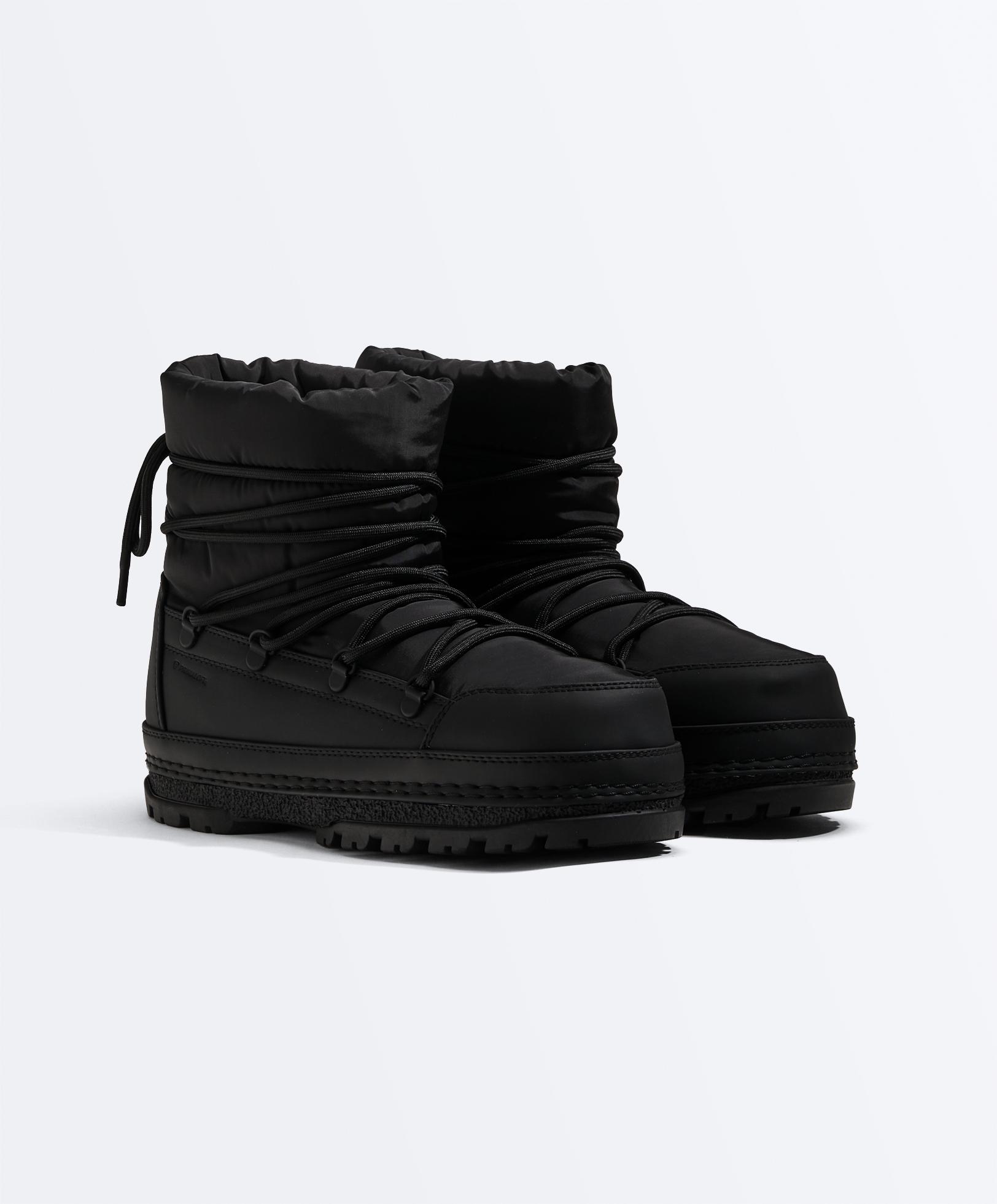 Lace-up nylon après-ski boots — BLACK