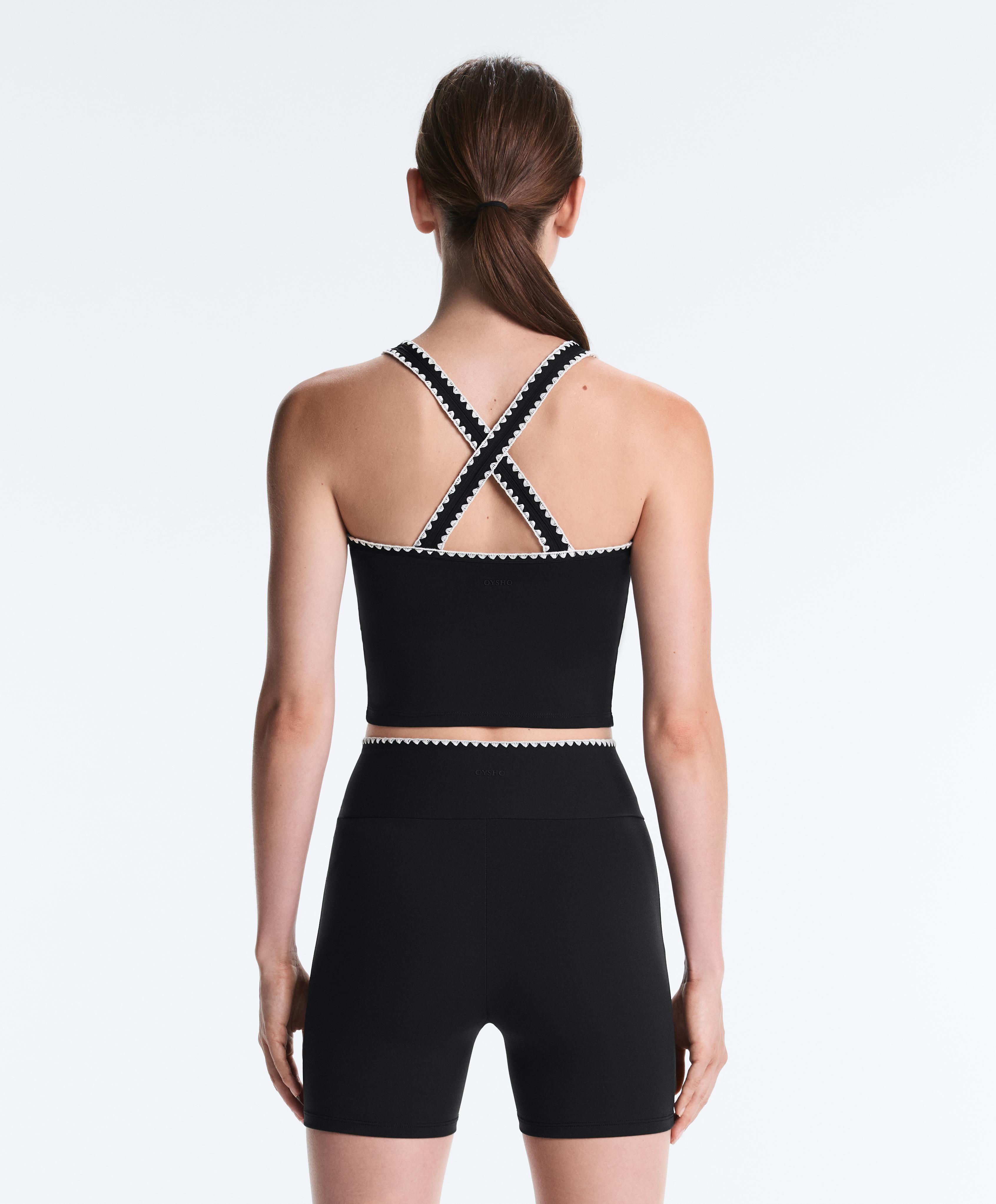 Comfortlux contrast stitch tank top — BLACK