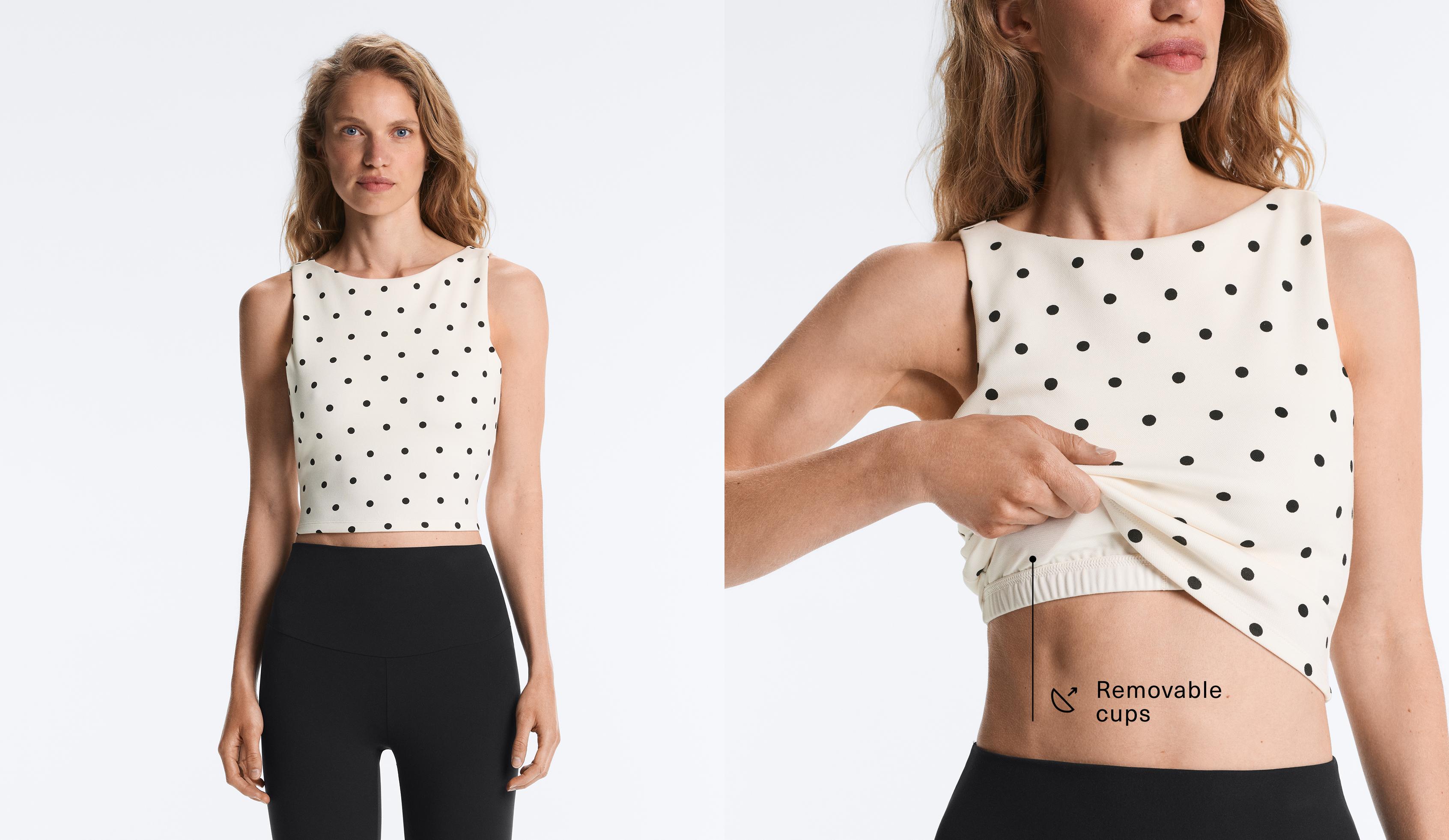 Sleeveless polka dot T-shirt — PALE ECRU