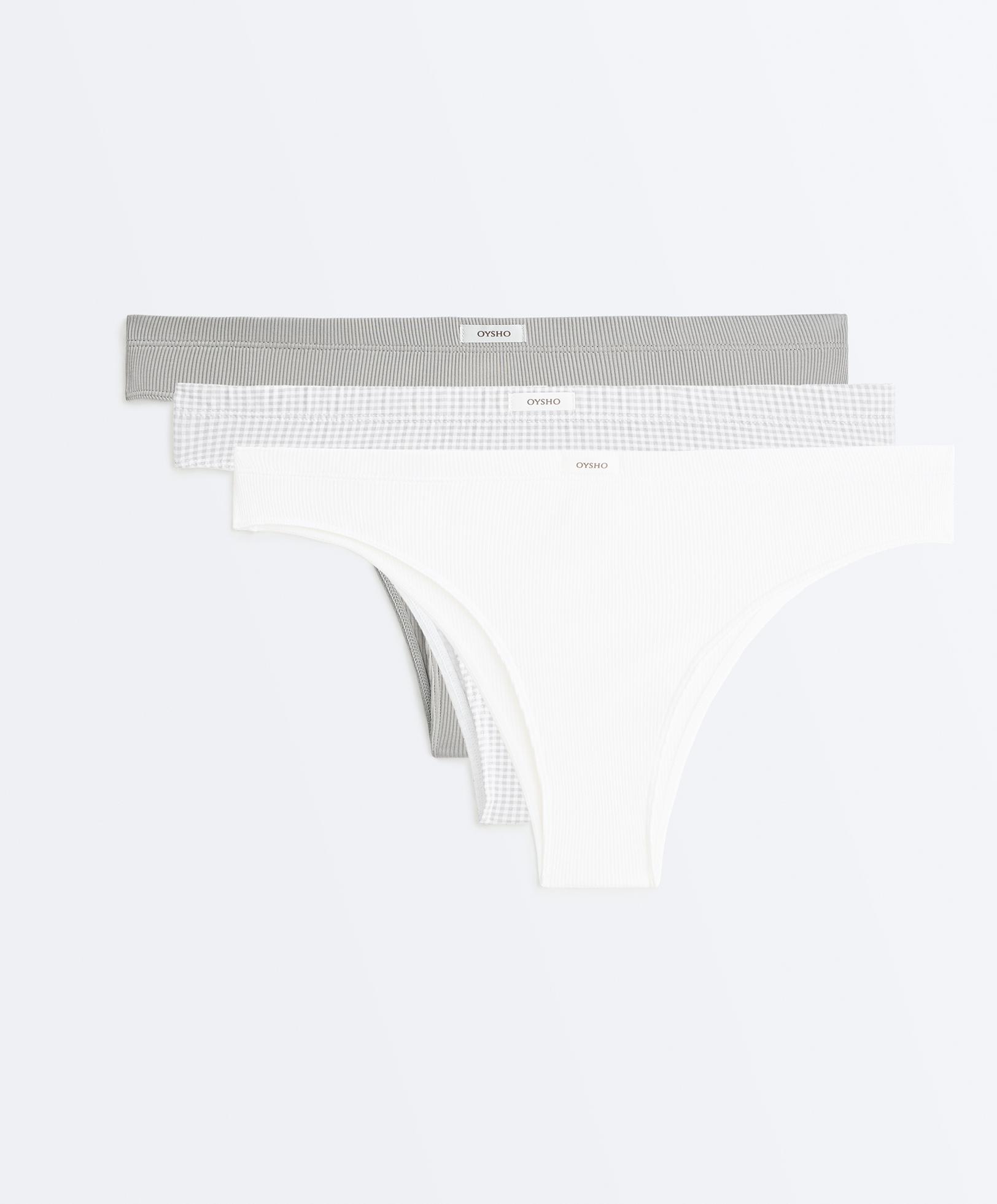 3 cotton blend Brazilian briefs — PALE GREY
