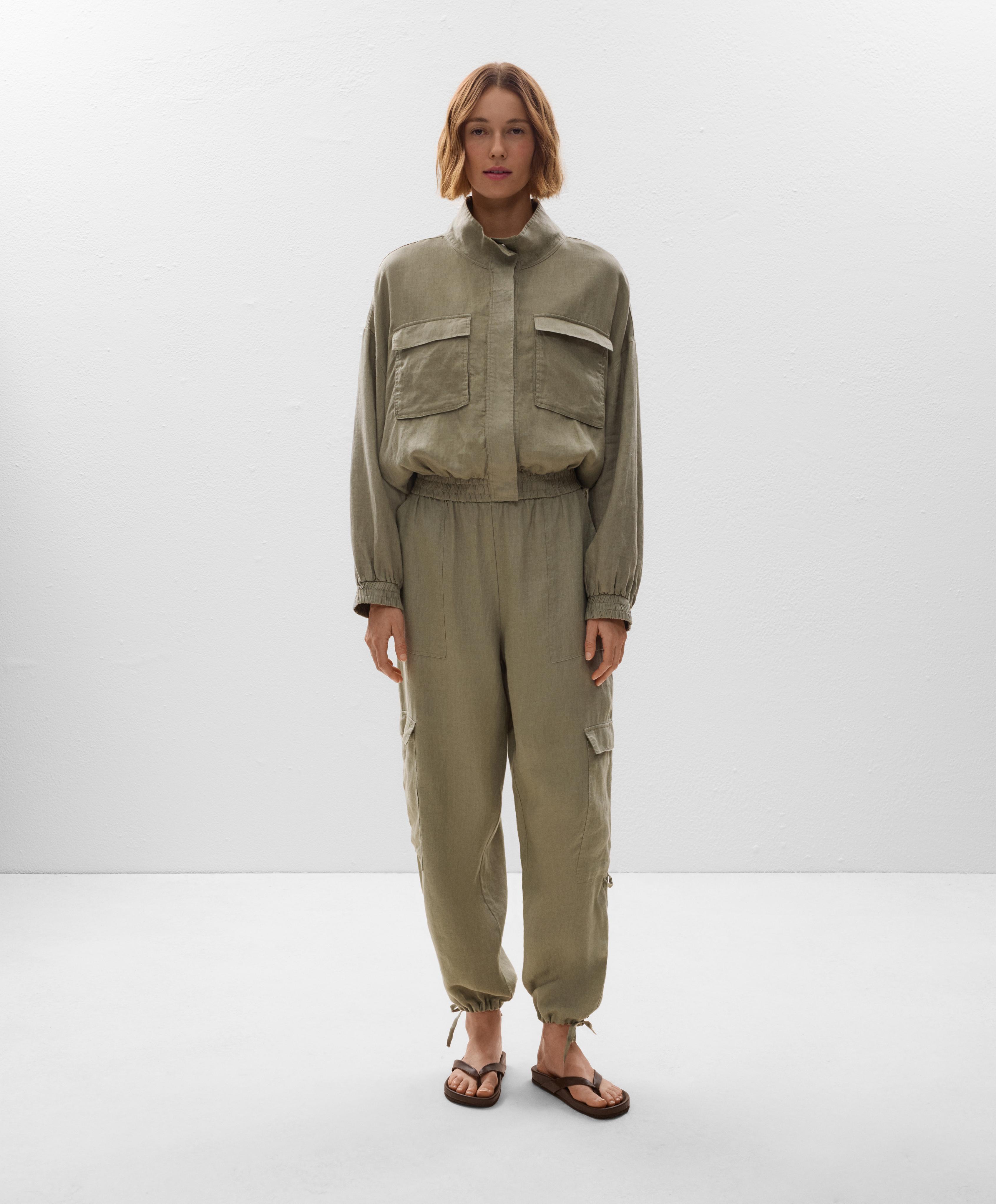 جاكيت بومبر كتان 100% جاكيت بومبر كتان 100%