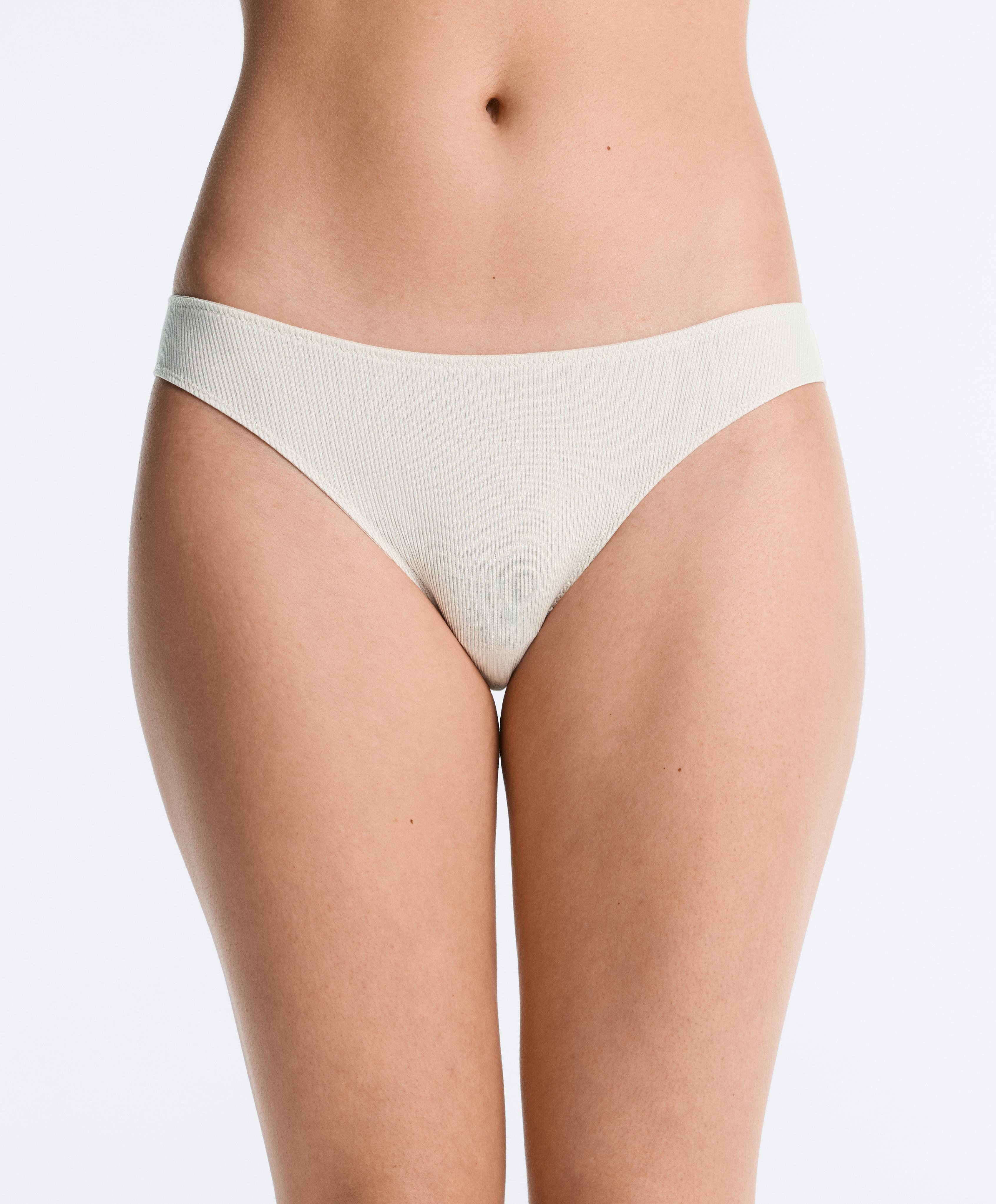 5 cotton rib U-cut classic briefs — MID KHAKI