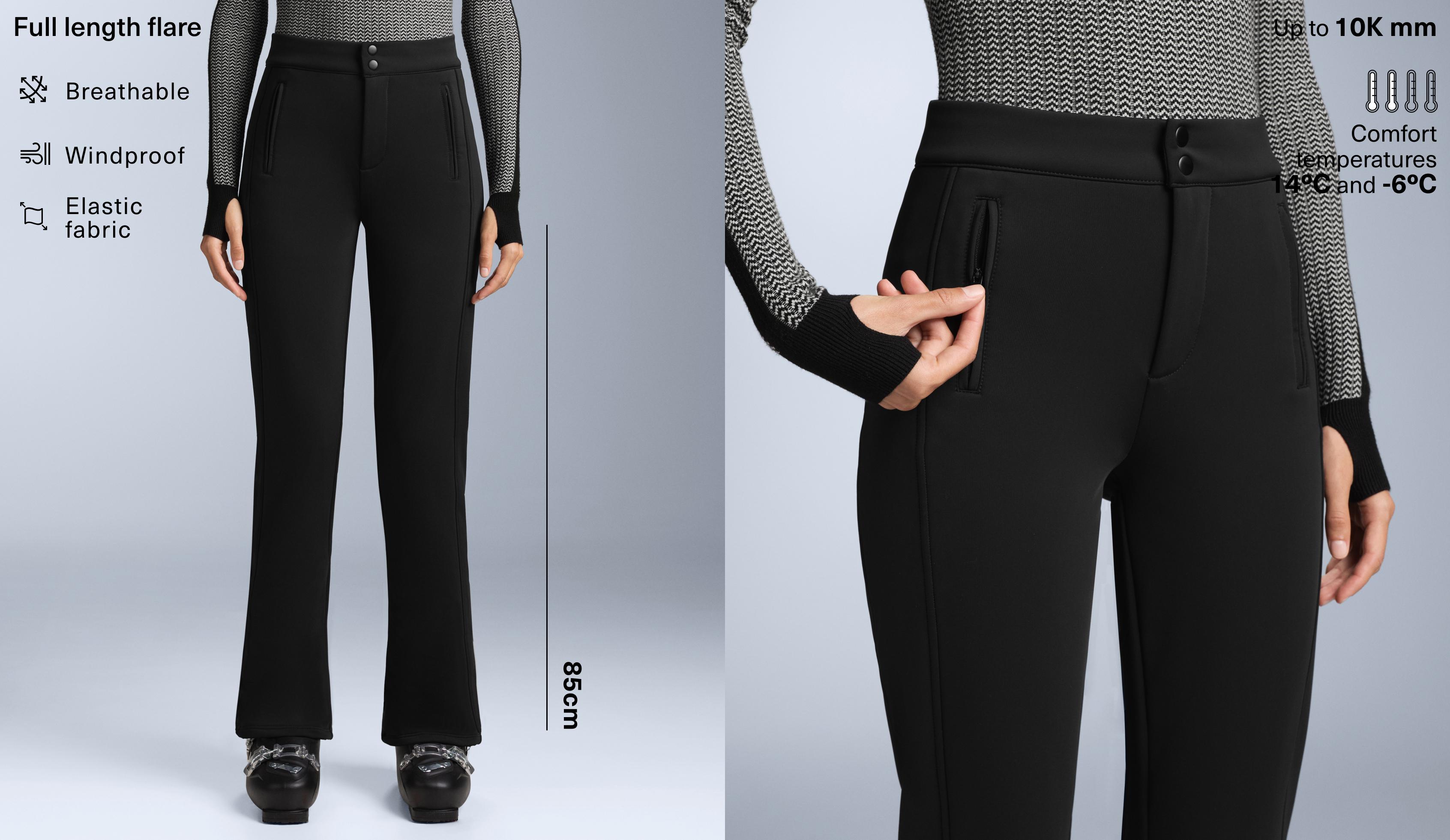 Water-resistant full length flare stretch SKI trousers
