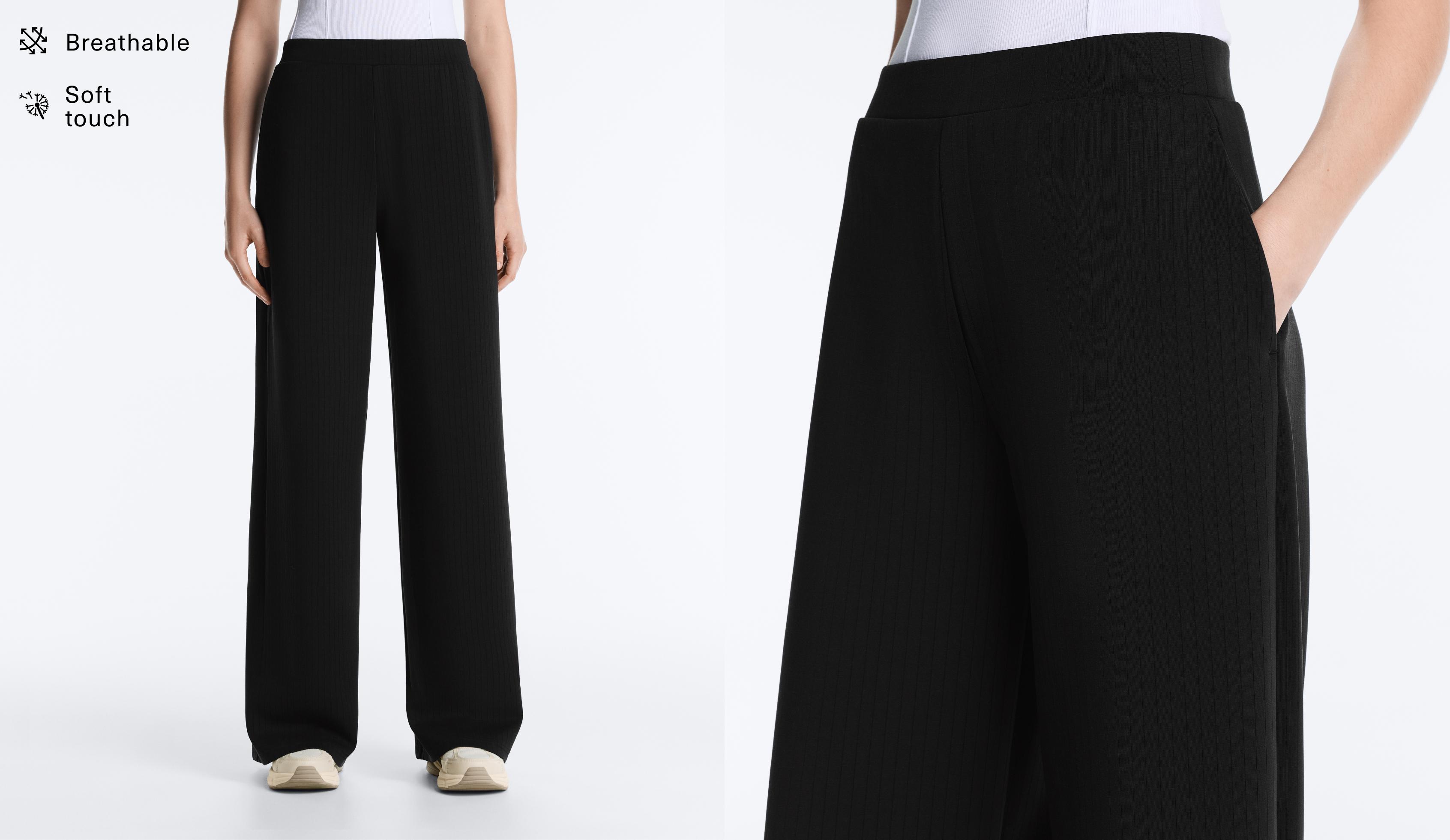 Pantaloni dritti a righe con modal morbido al tatto