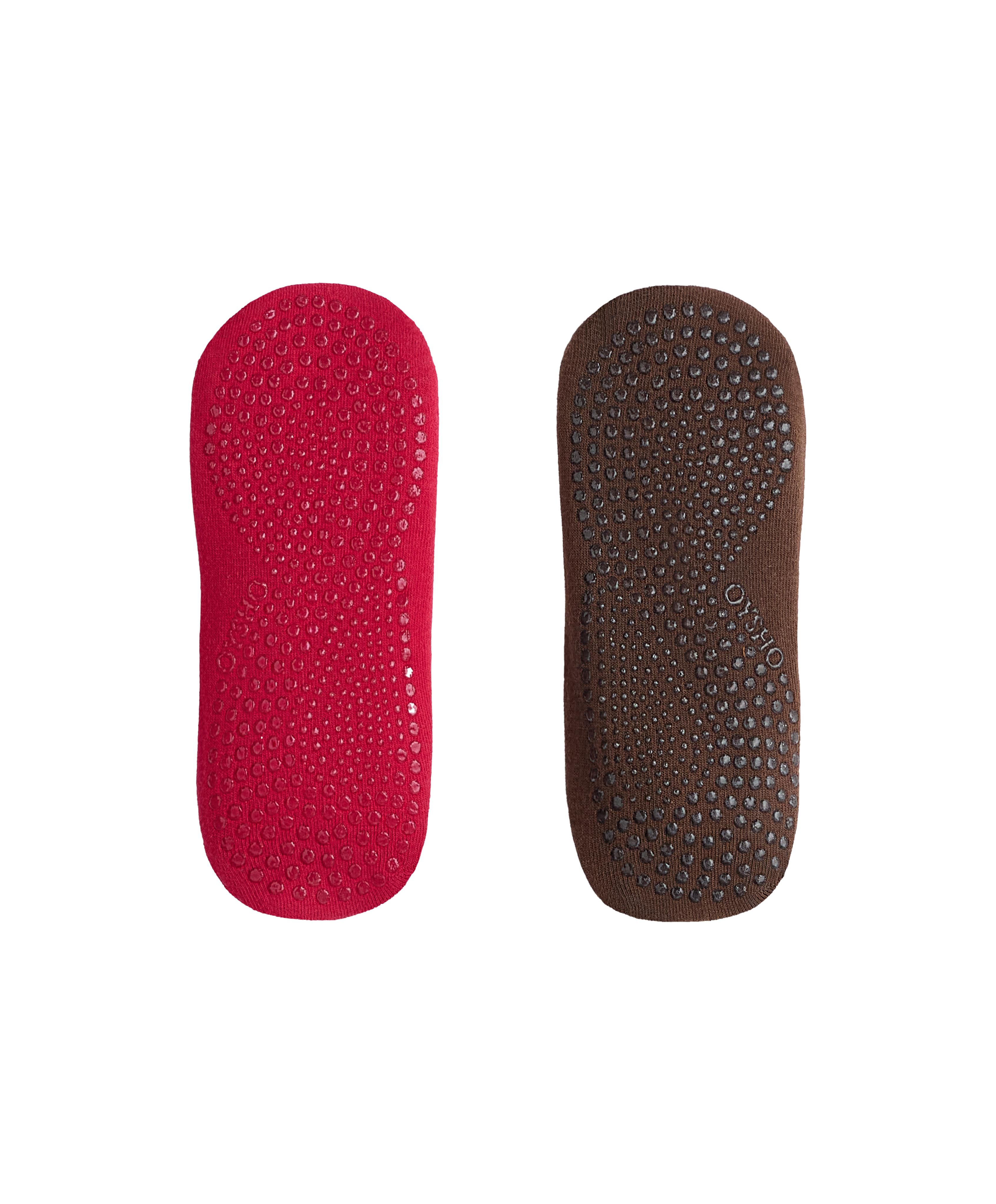 2 pairs of cotton blend yoga and Pilates sneaker socks with crossover straps — RED