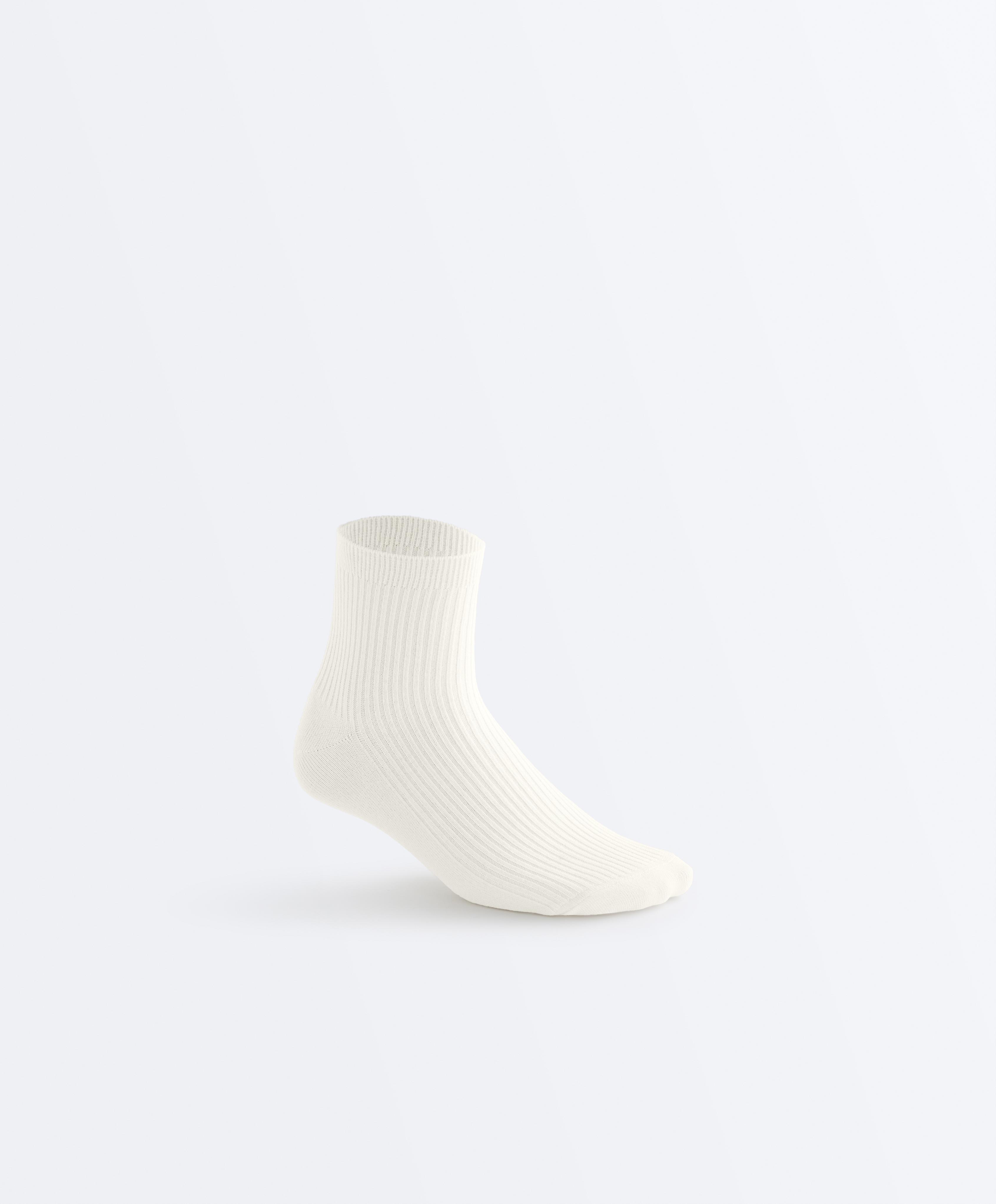 5 pairs of cotton blend quarter socks — PALE ECRU