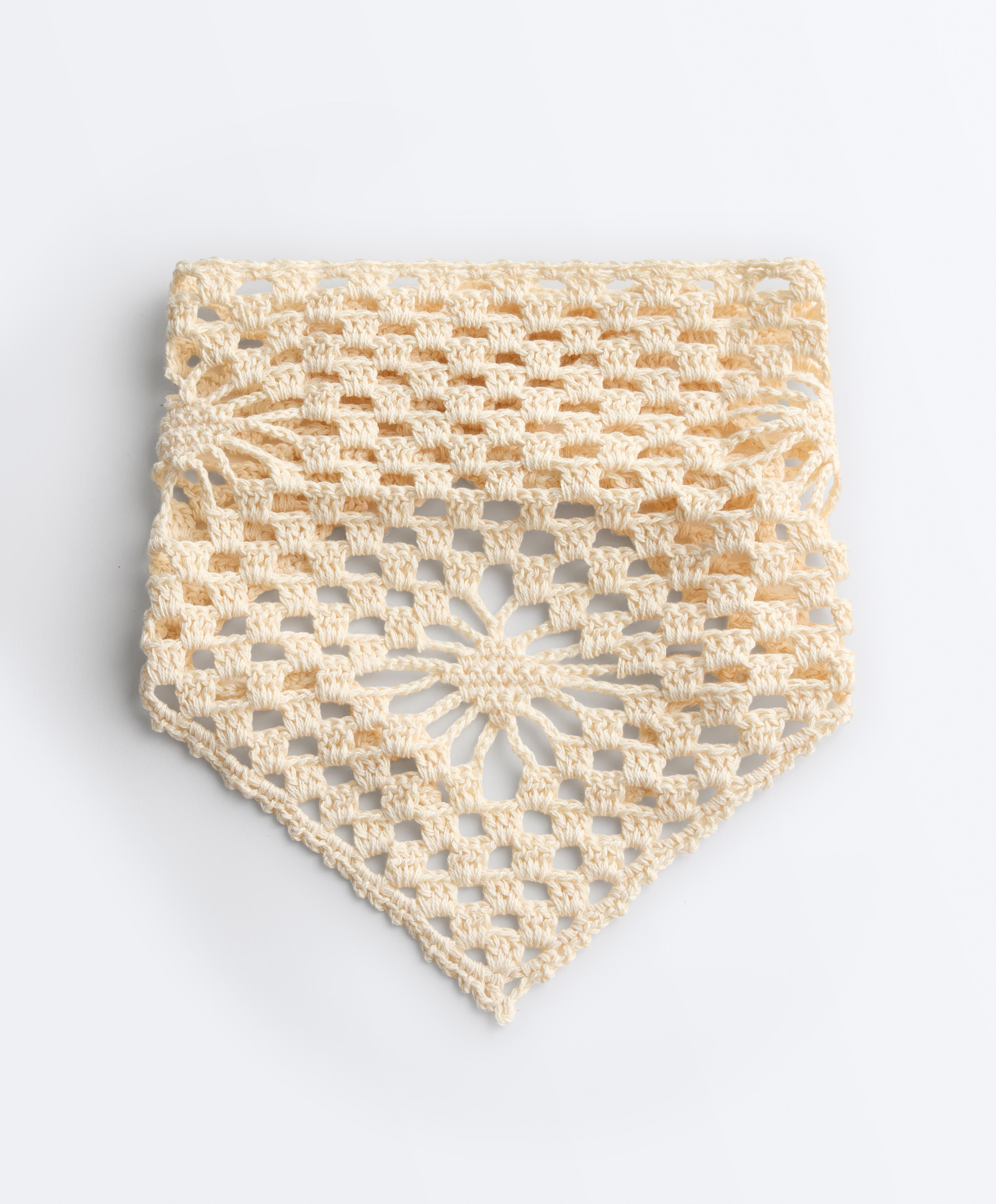 100% cotton triangle crochet headband — ECRU