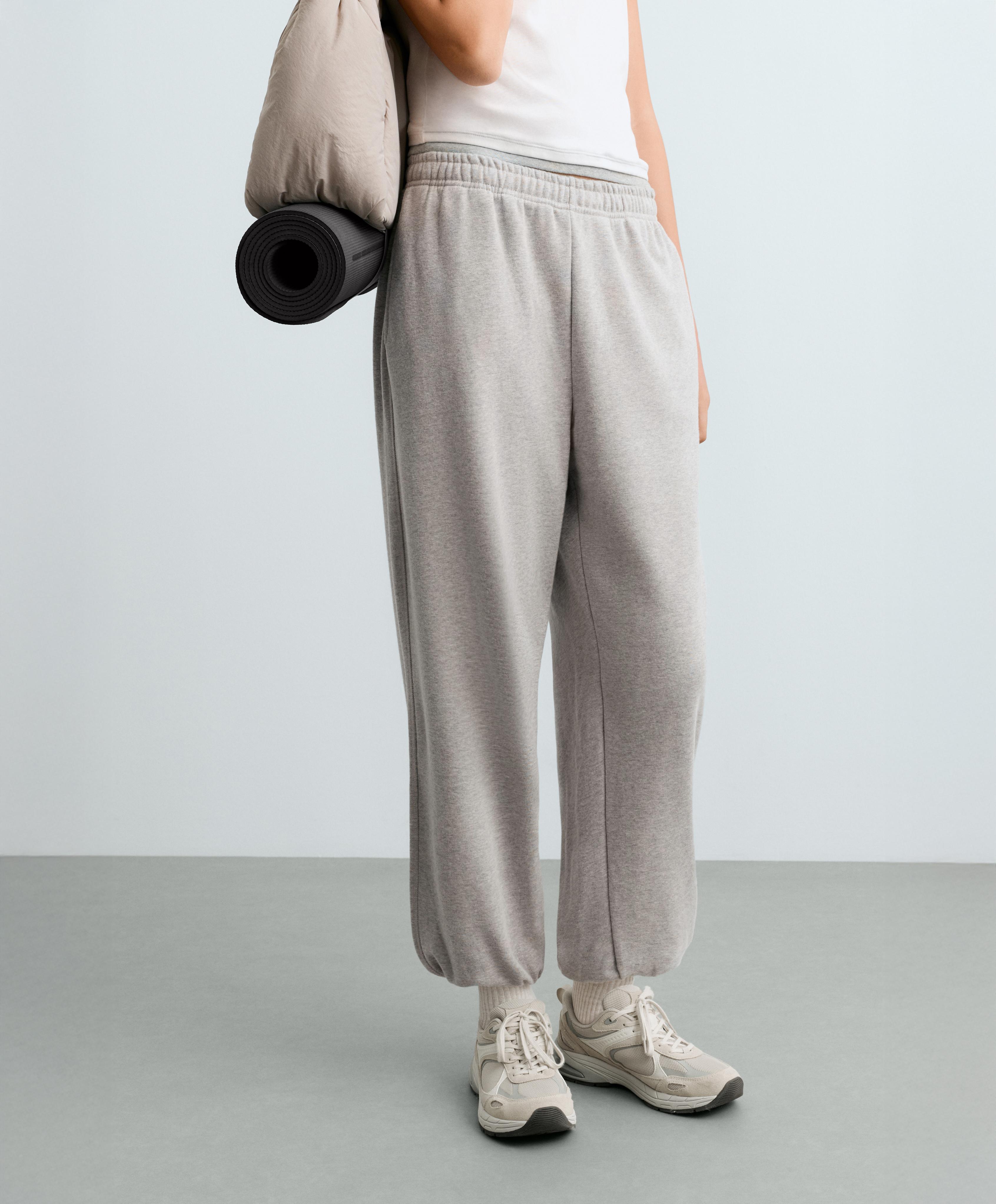 Marl fleece joggers — MID-GREY MELANGE